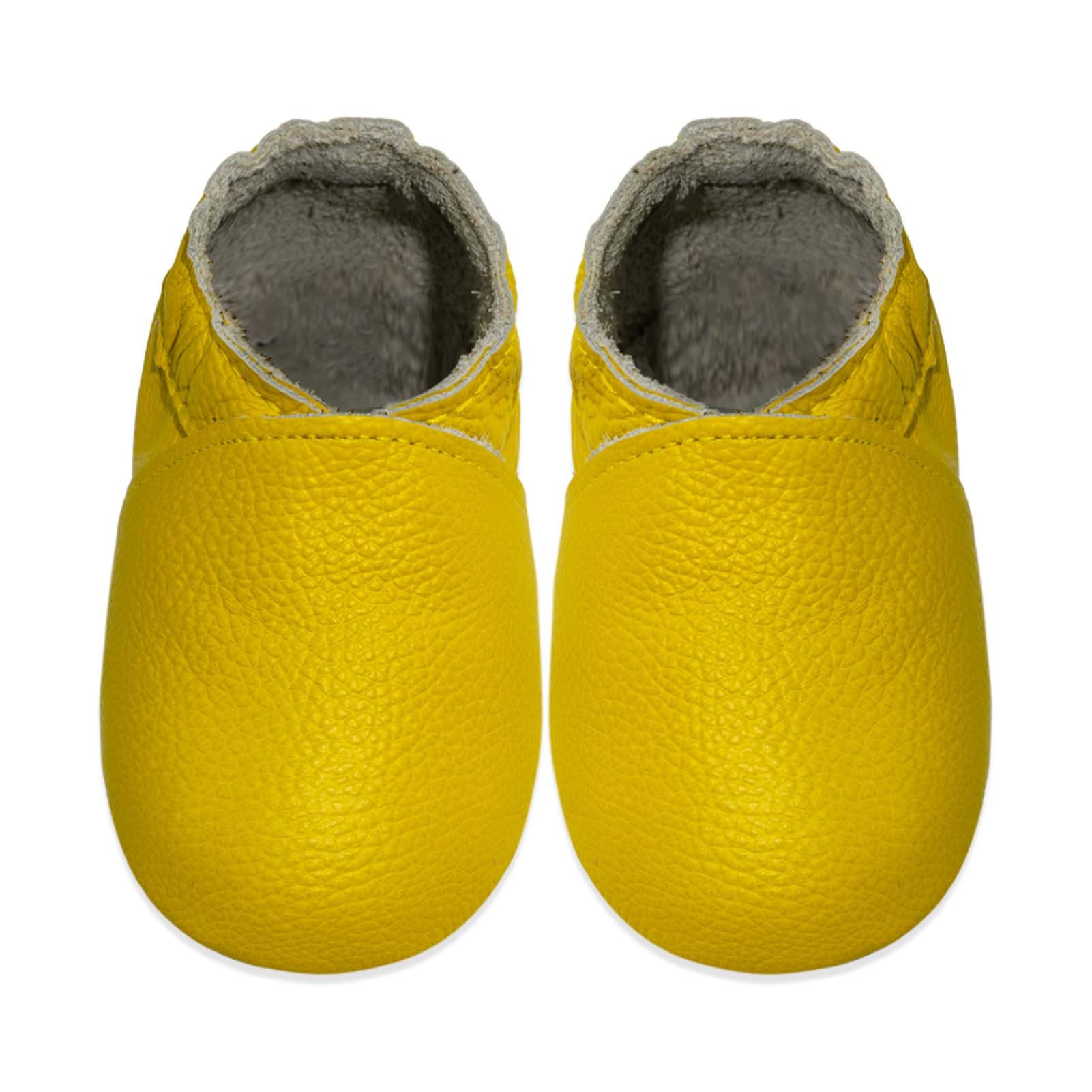 Sayoyo Weiche Leder Krabbelschuhe Lauflernschuhe Hausschuhe Lederpuschen Gelb Lauflernschuh (100% Leder)