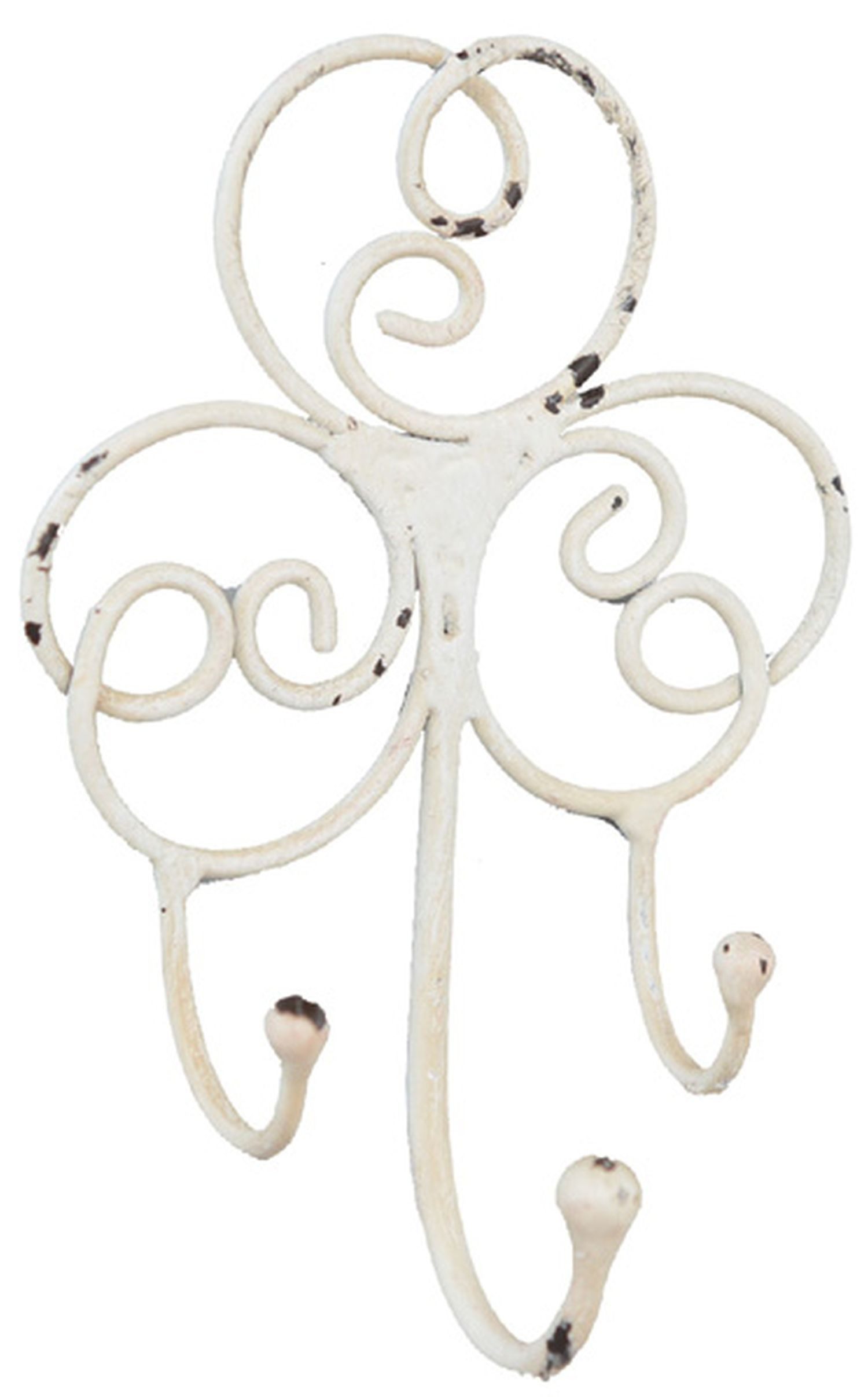MarieAnn No.25 Wandhaken Hakenleiste oder Einzelwandhaken Shabby Antikweiß Eisen, Shabby Chic Optik in Antikweiß mit Patina