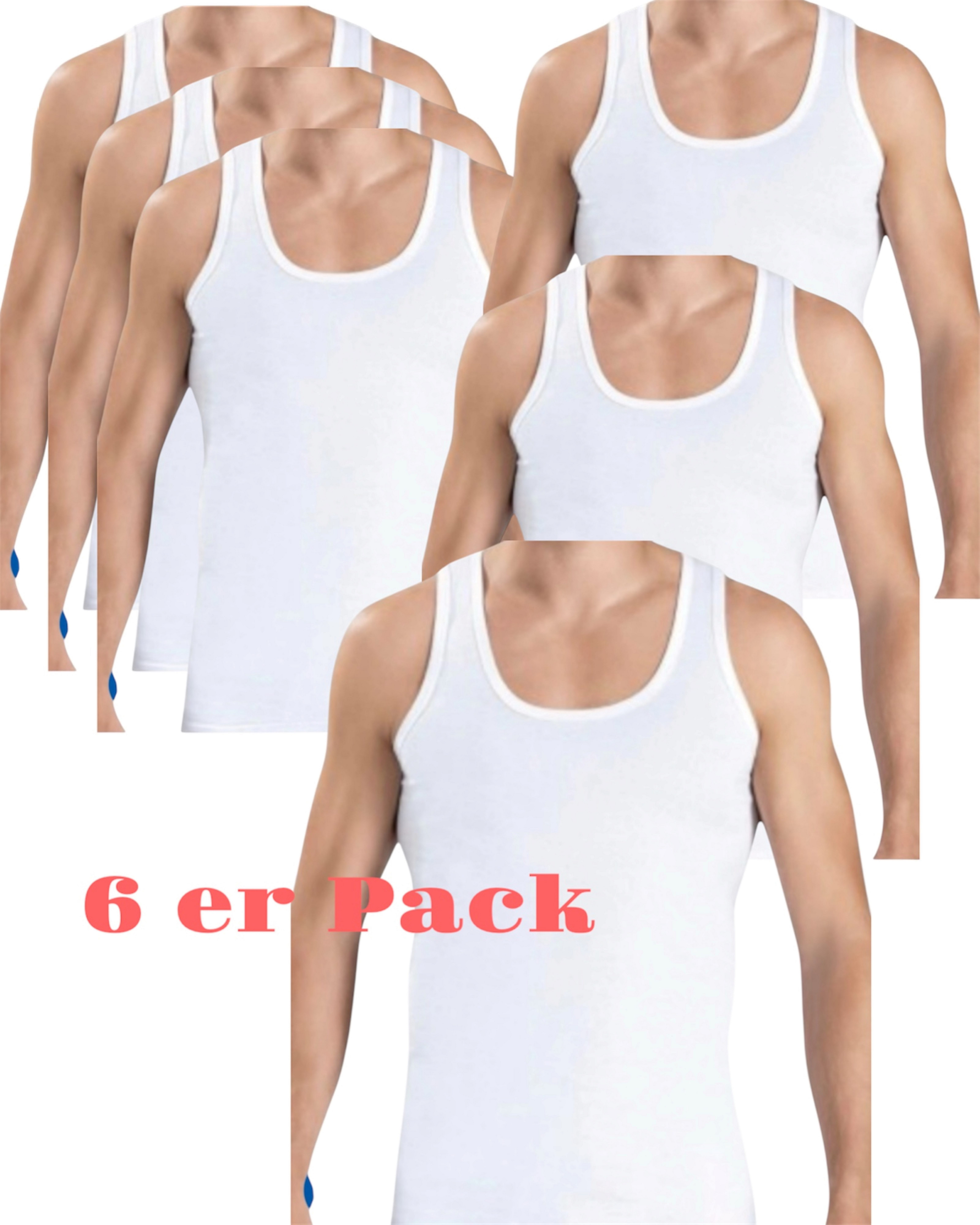 DDOnlineShop Unterhemd 6er Sparset Tank-Top für Herren, 100% Baumwolle (100 günstig online kaufen