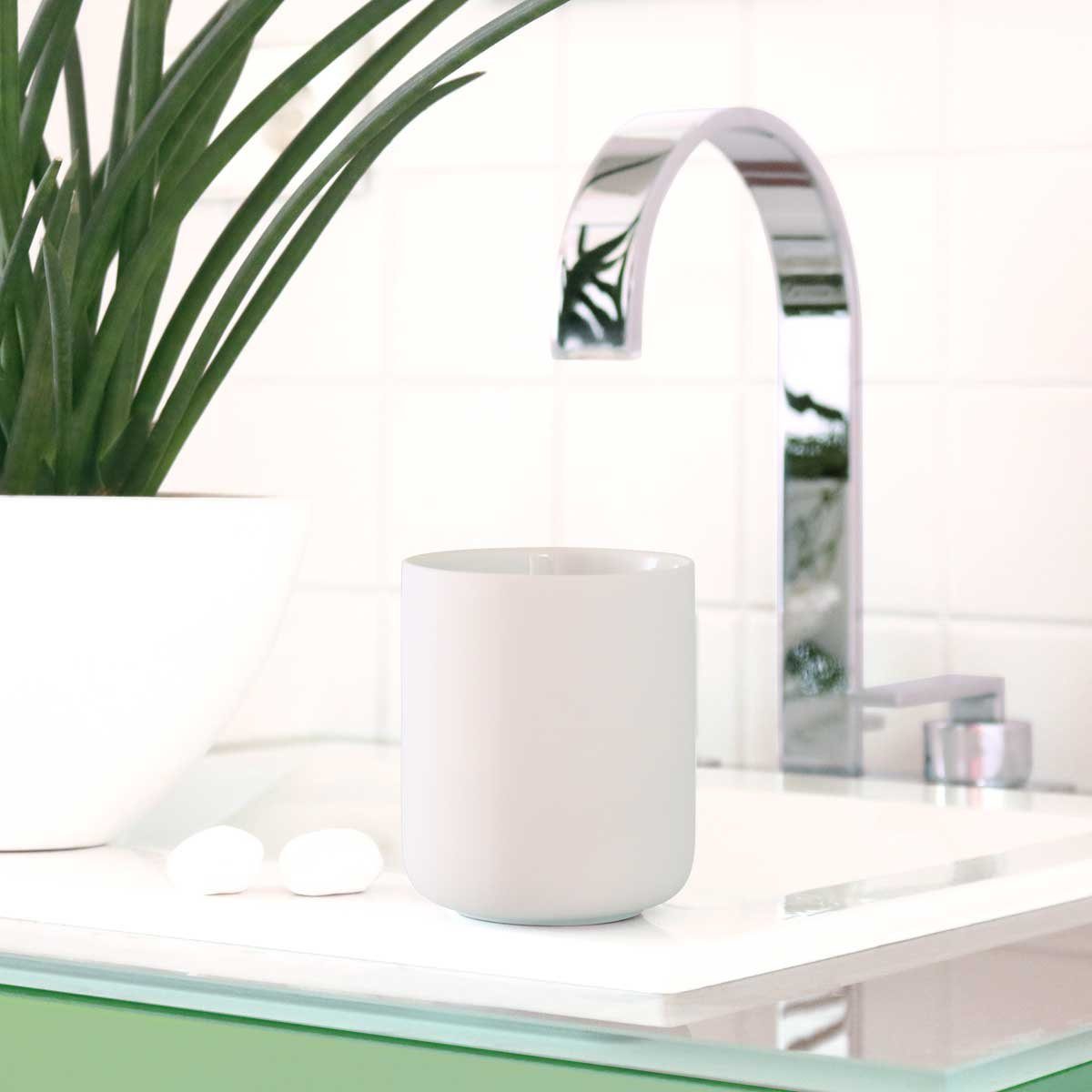 Zone Denmark Zahnputzbecher ZONE Zahnbürstenbecher UME Soft Grey, Keramik mit Soft-Touch, (Stück)