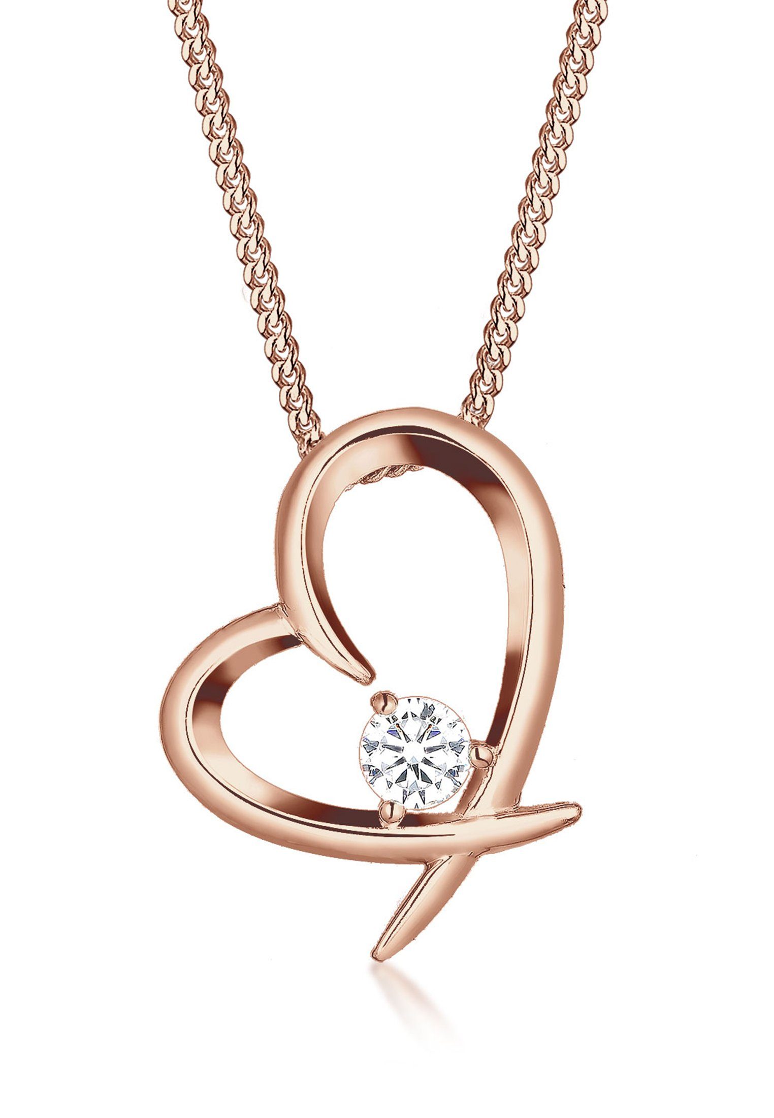 Kette mit Anhänger Herz Geschwungen Zirkonia 925 Silber