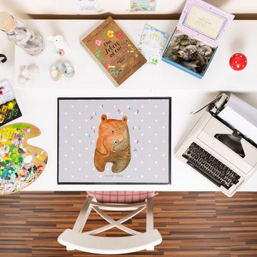 Mr. & Mrs. Panda Schreibtischunterlage Bär Party - Grau Pastell - Geschenk, Schreibtischauflage, Büroartikel, (1 tlg)