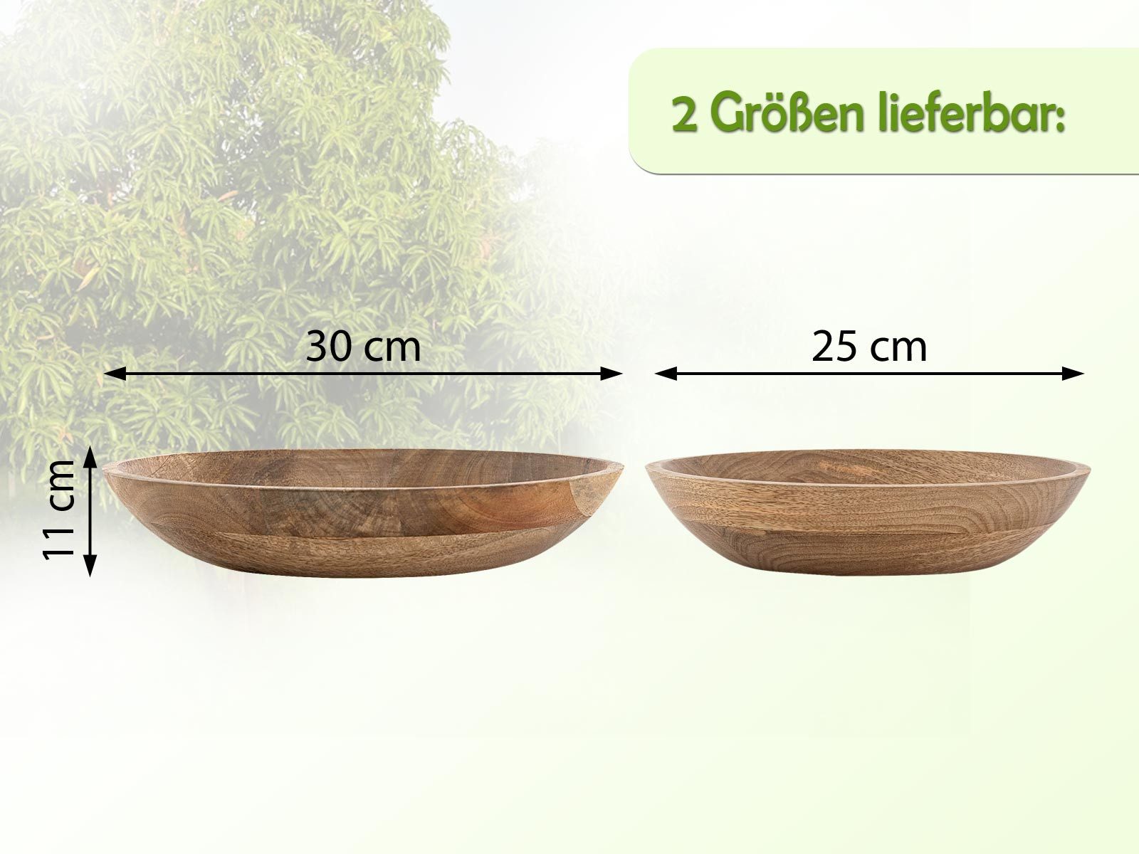 Amagohome Dekoschale Holzteller rund Obstteller Dekoschale H6cm modern schlicht Mangoholz m