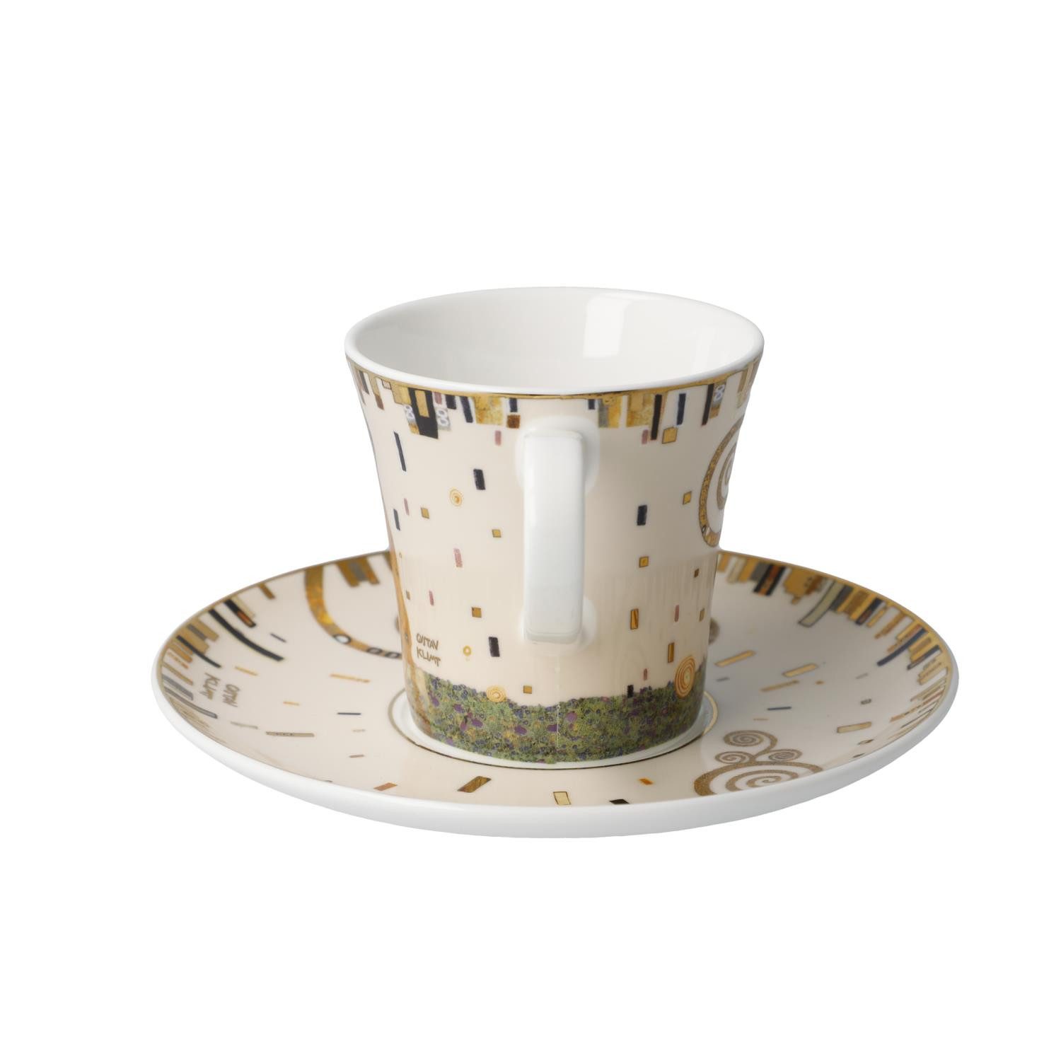 Goebel Tasse Gustav Klimt, Porzellan, Echtgolddekor, Gold, Die Erfüllung, H: 8.5cm