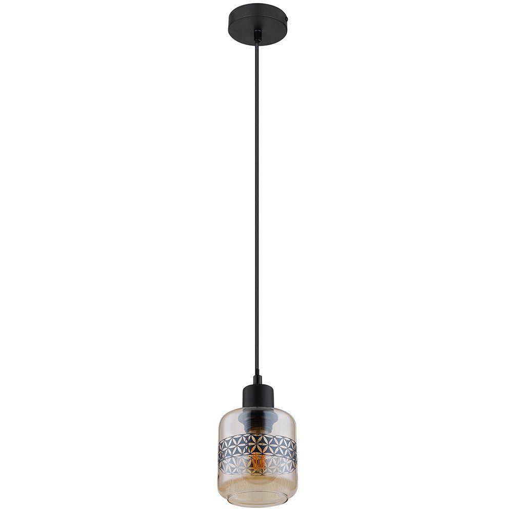 Leuchtmittel amber Glas cm nicht höhenanpassbar inklusive, Hängeleuchte Wohnzimmerlampe Metall Pendelleuchte, H 120 etc-shop
