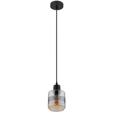 etc-shop Pendelleuchte, Leuchtmittel nicht inklusive, Hängeleuchte Wohnzimmerlampe Metall Glas amber höhenanpassbar H 120 cm