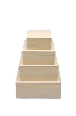 MyBer® Aufbewahrungsbox Holz Box Set 4 Holzschachtel dekorative Aufbewahrungsboxen, braun (4 St), Holz, naturbelassen