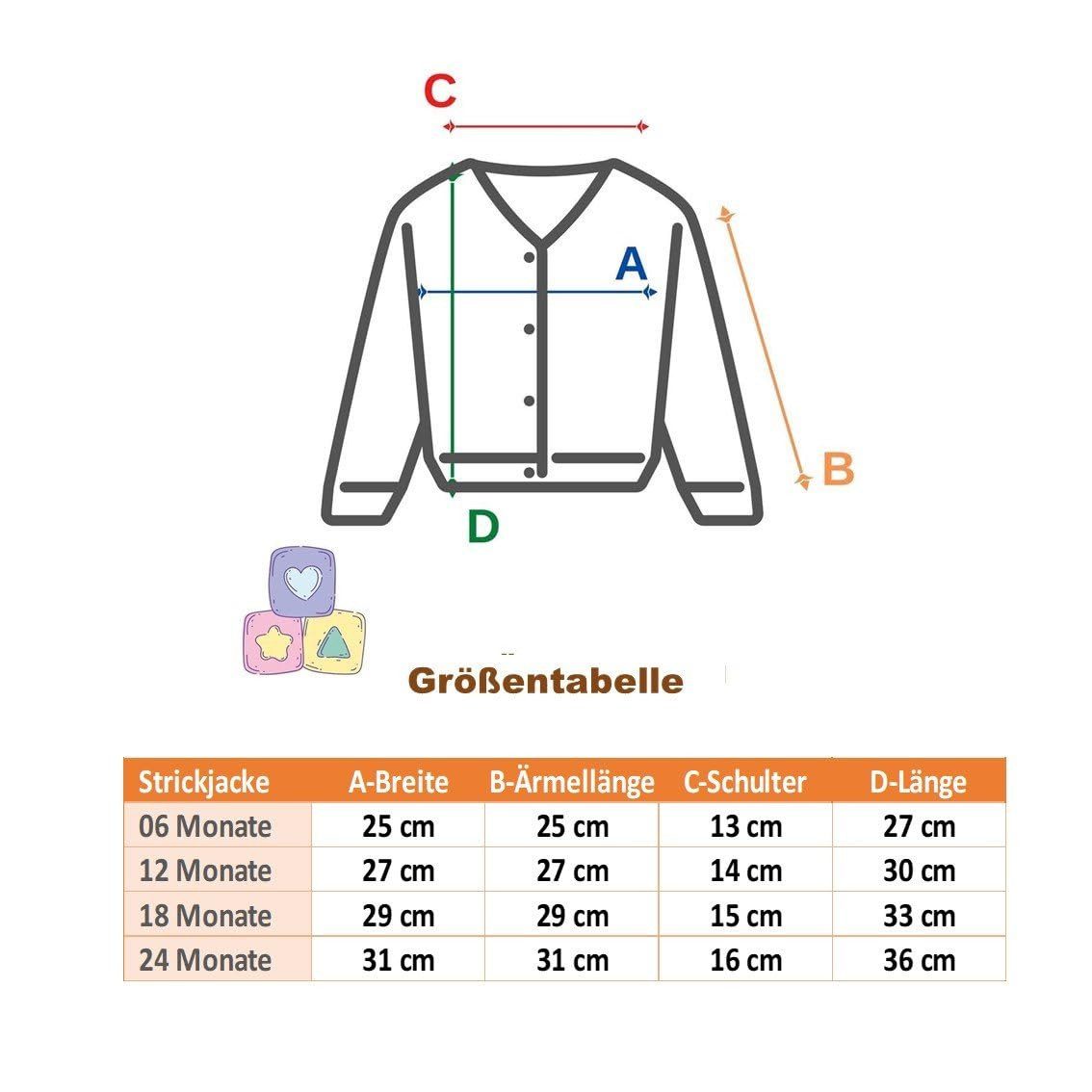 Minora Strickkleid Minora Baby Strickjacke - Cardigan Links für Mädchen und Jungen