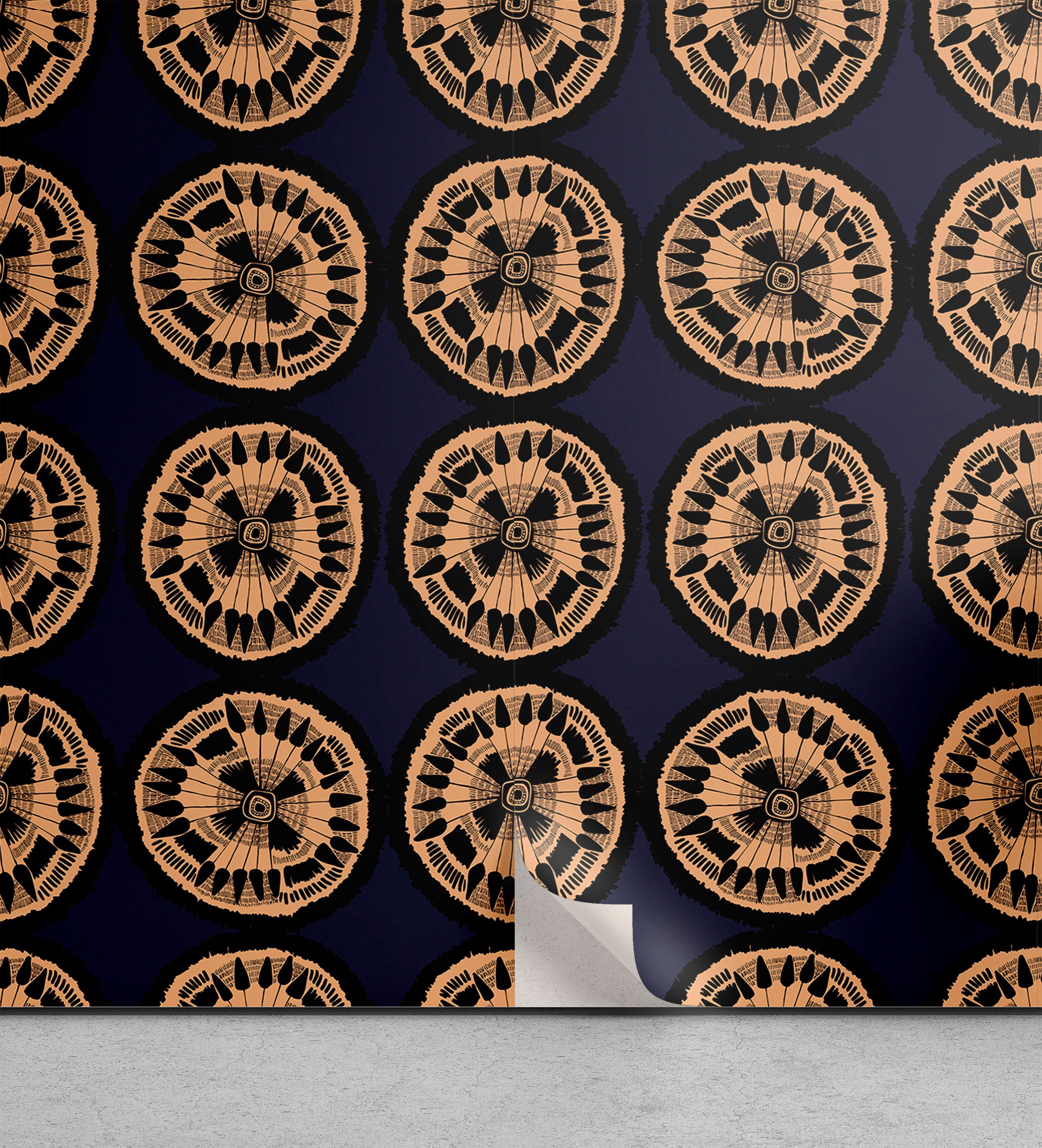 Abakuhaus Vinyltapete selbstklebendes Wohnzimmer Küchenakzent, Abstrakt Ethnische Kreise Motive Kunst