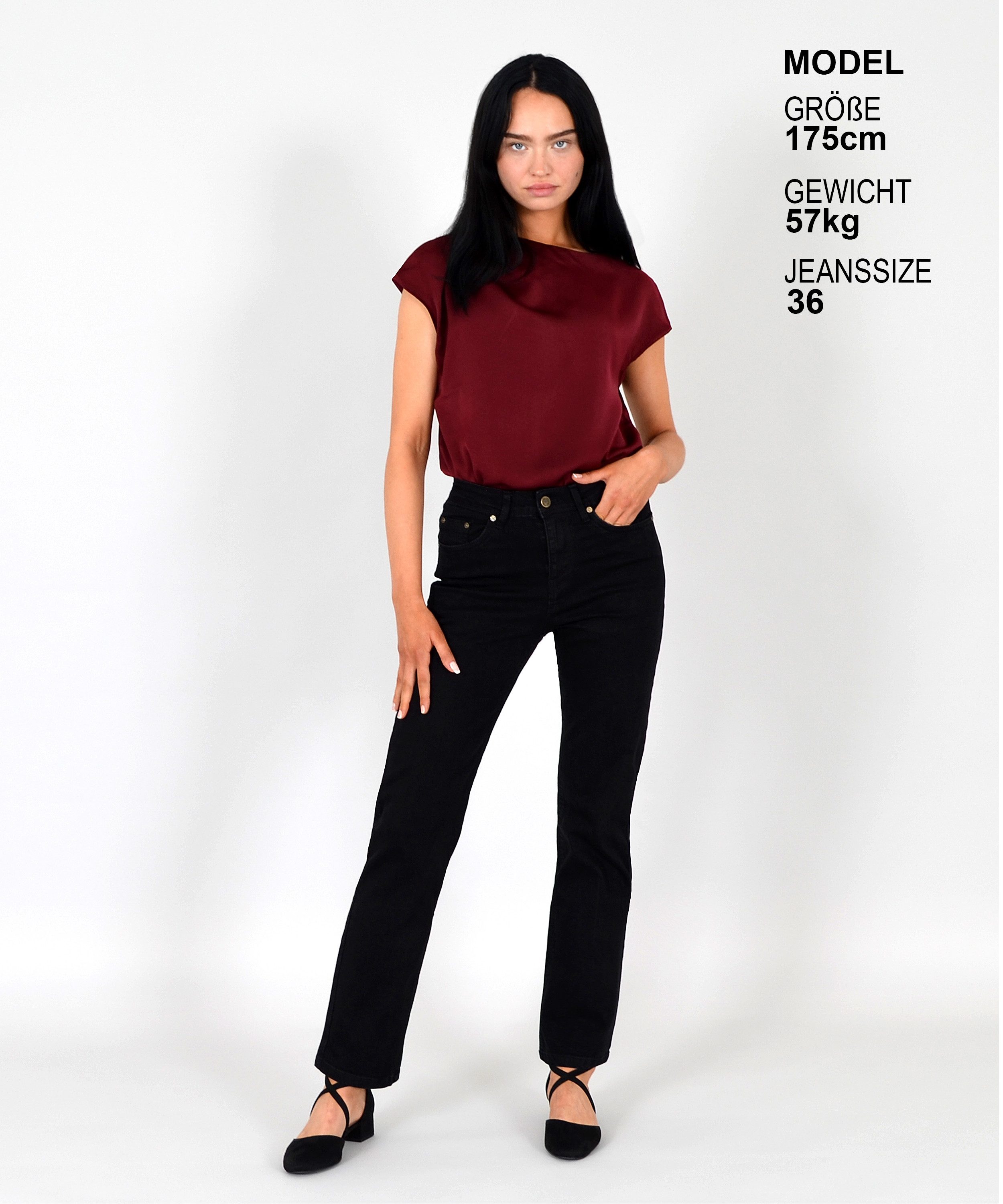 ESRA Straight-Jeans High Waist Damen Jeans Straight Leg Hose Stretch gerade günstig online kaufen