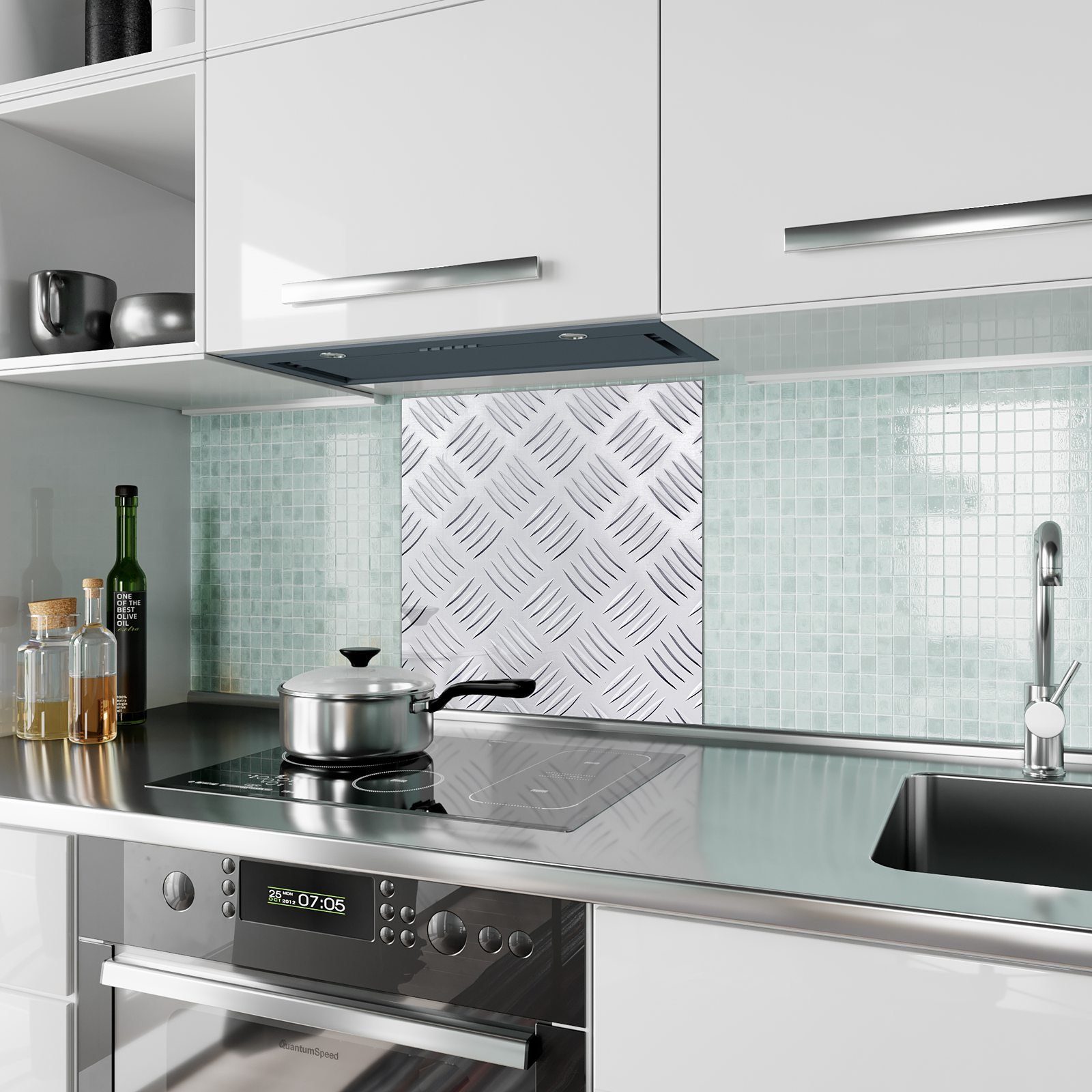 Küchenrückwand Glas Motiv Muster Spritzschutz mit Küchenrückwand Metallplatte Diamant Primedeco