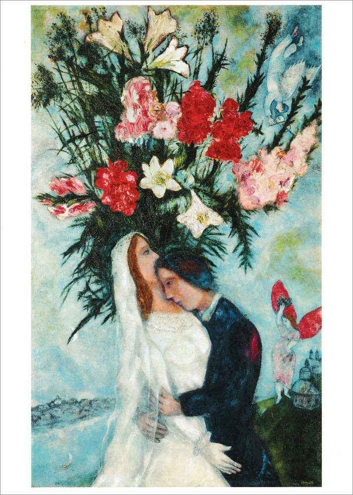 Postkarte Kunstkarte Marc Chagall "Das Brautpaar"