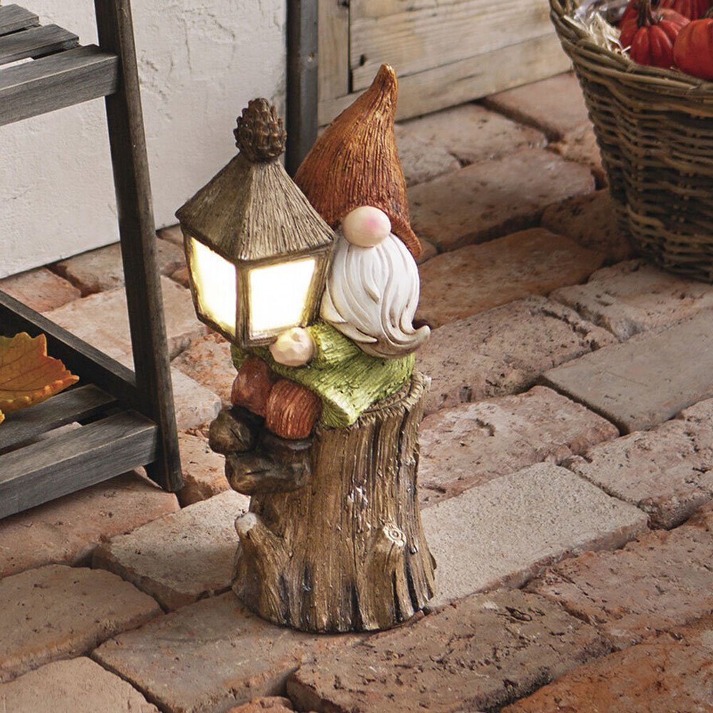 Home-trends24.de LED Dekofigur LED Deko Figur Wichtel Herbst Laterne Garten  Terrasse