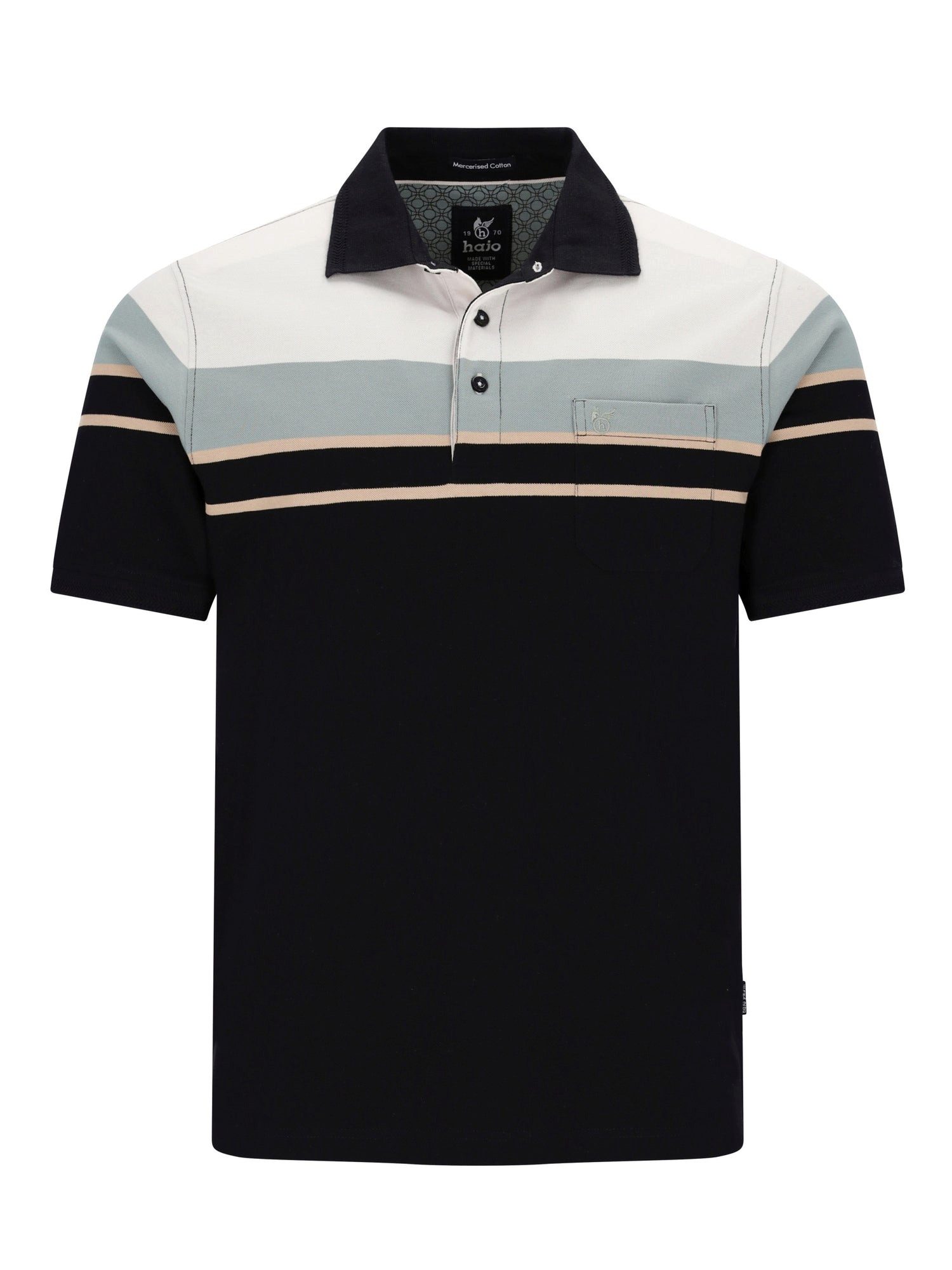 Hajo Poloshirt Pikeepolo in merzerisierter Baumwolle mit garngefärbten Bruststreifen
