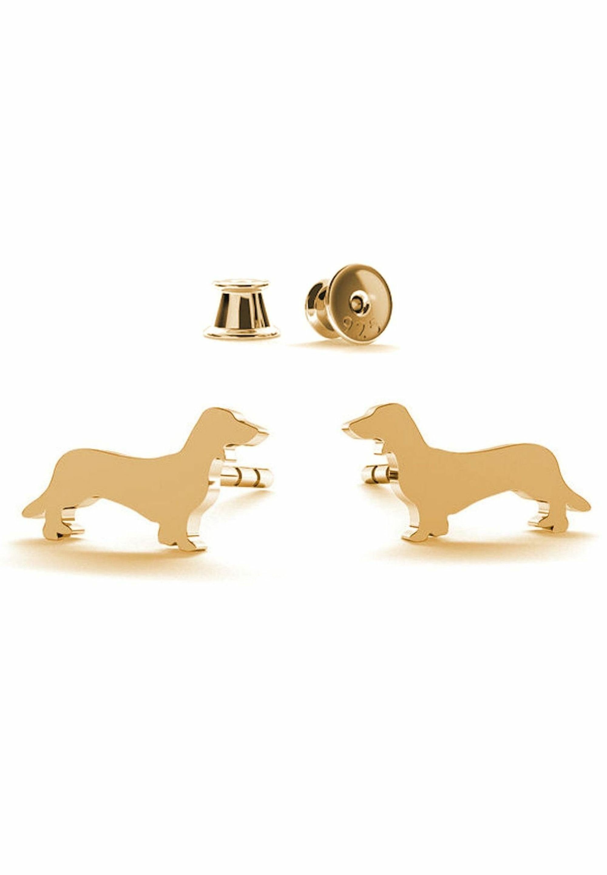 gold Hund, DACHSHUND, Gemshine Haustier Ohrhänger coloured DACKEL Paar