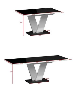 designimpex Esstisch Design Esstisch Tisch MA-444 Hochglanz ausziehbar 120 bis 200 cm