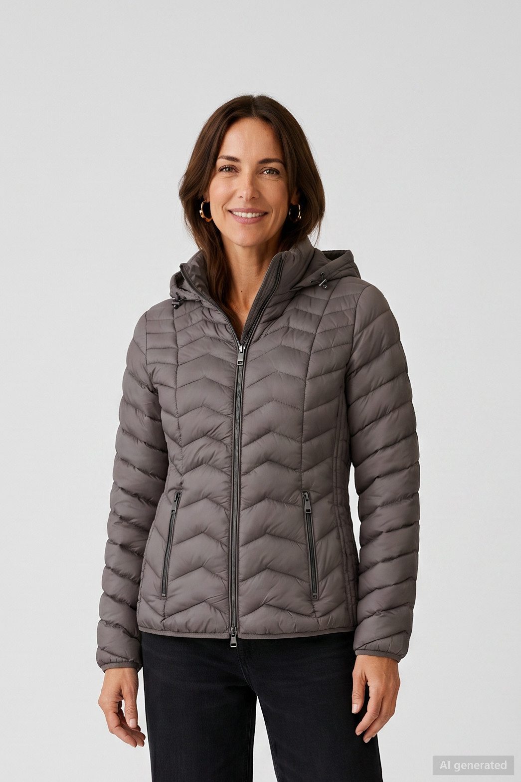 Barbara Lebek Steppjacke Übergangsjacke, Herbstjacke oder Damenjacke mit abnehmbarer Kapuze