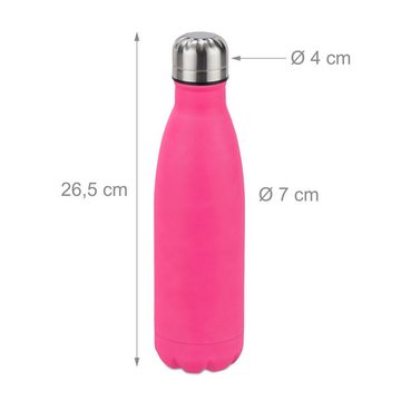 relaxdays Isolierflasche 9 x Trinkflasche Edelstahl pink