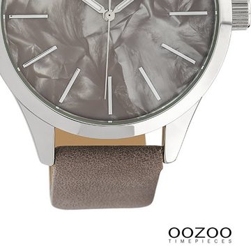OOZOO Quarzuhr Oozoo Damen Armbanduhr Timepieces Analog, Damenuhr rund, groß (ca. 45mm) Textilarmband, Fashion-Style
