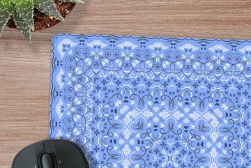 MuchoWow Gaming Mauspad Persischer Teppich - Muster - Blau (1-St), Mousepad mit Rutschfester Unterseite, Gaming, 40x40 cm, XXL, Großes