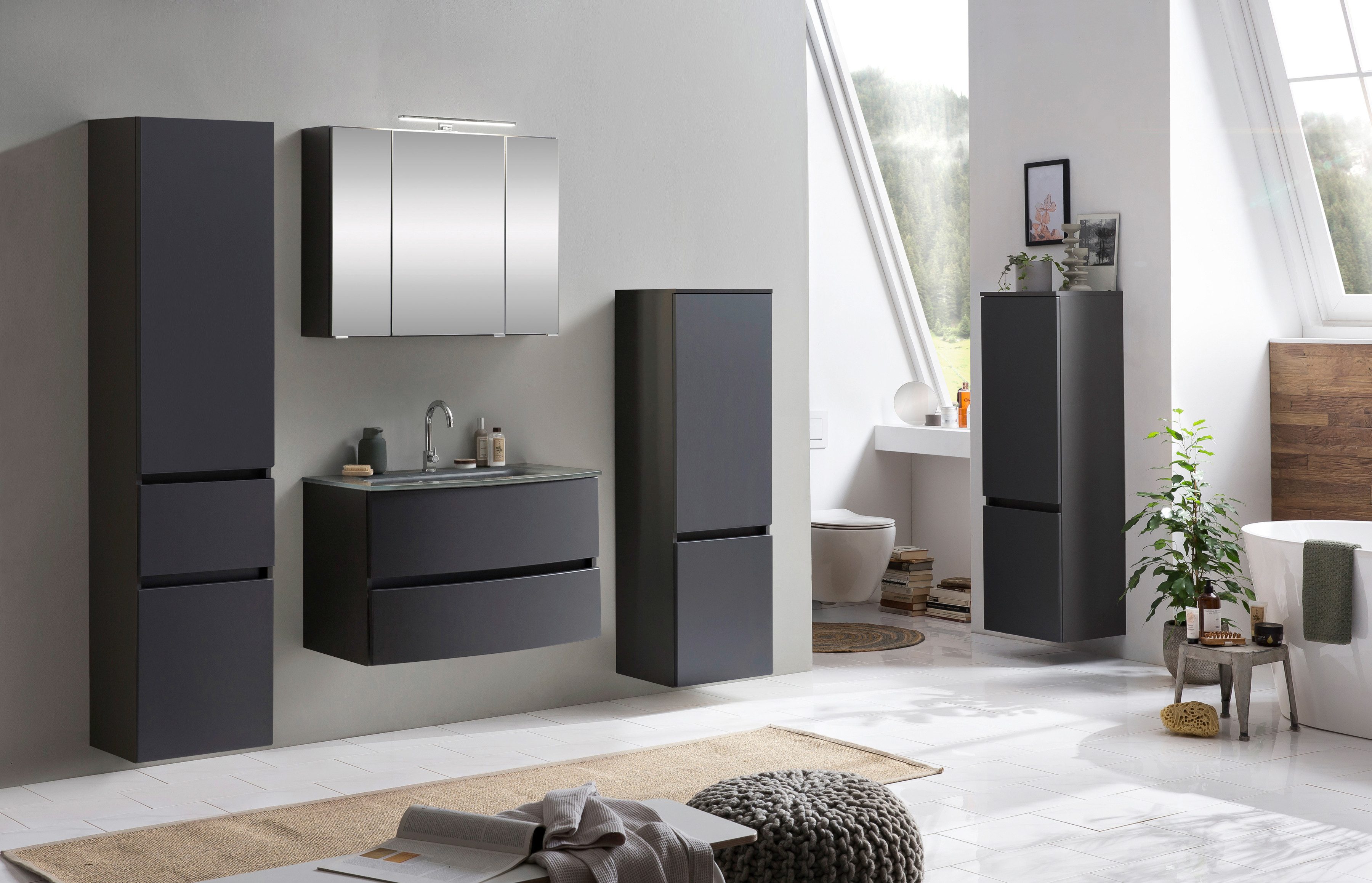 welltime Badezimmer-Set "Kaunas" Set, 4 Stk. tlg. Waschtisch-Set (Breite 80 günstig online kaufen