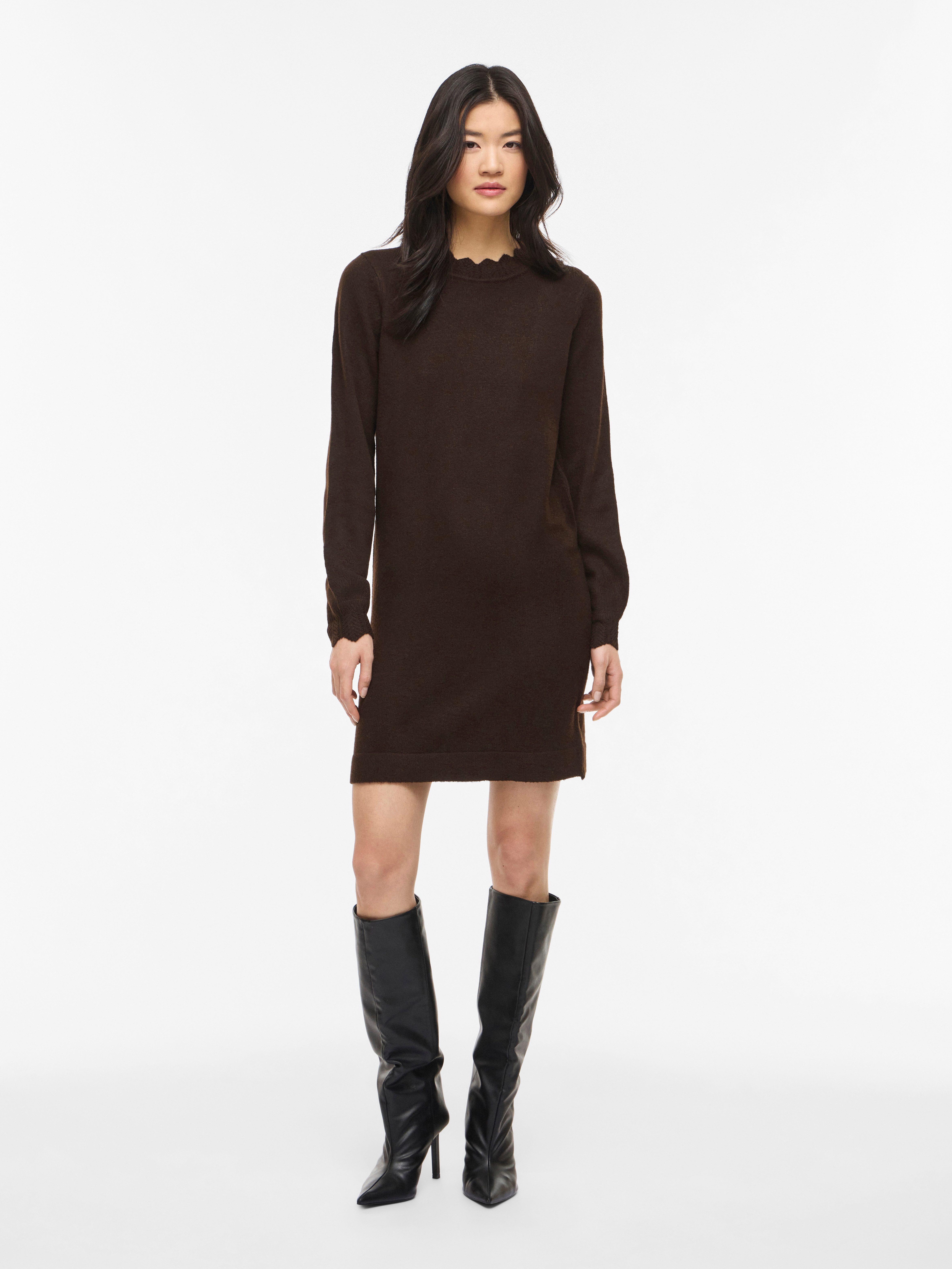 Vila Strickkleid VINIKOLINA O-NECK L/S KNIT DRESS - NOOS Materialmix, regular fit