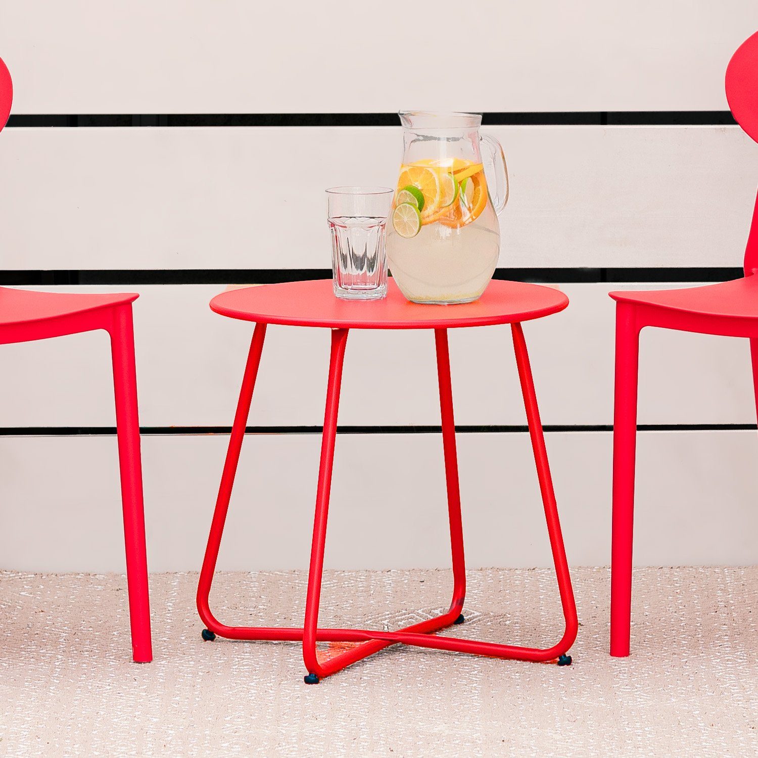 Set) | | Rund Beistelltisch Gartentisch Homestyle4u rot rot Tisch (kein Kaffeetisch rot Metall