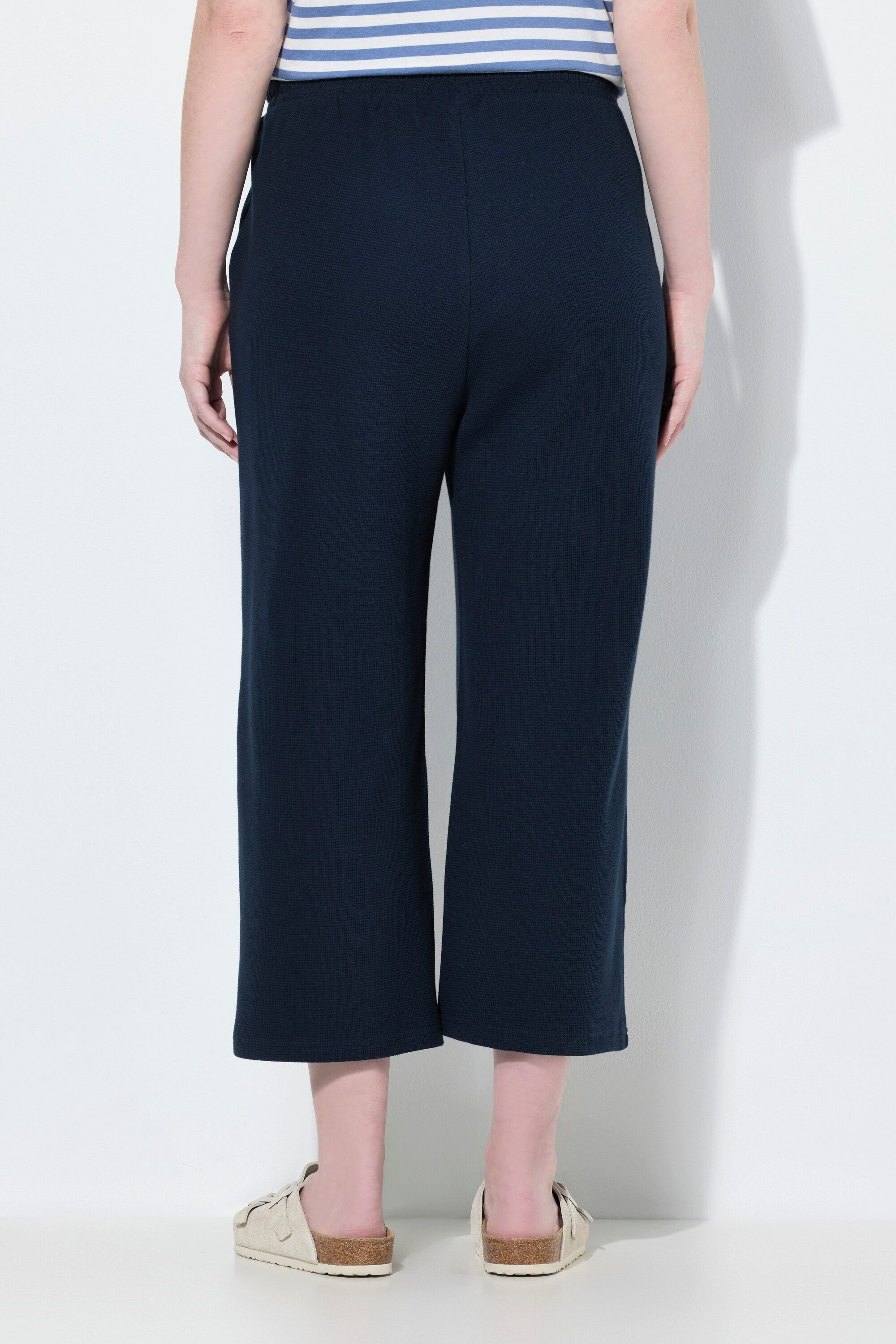 Ulla Popken Culotte Sweat-Culotte Waffelstruktur weites Bein