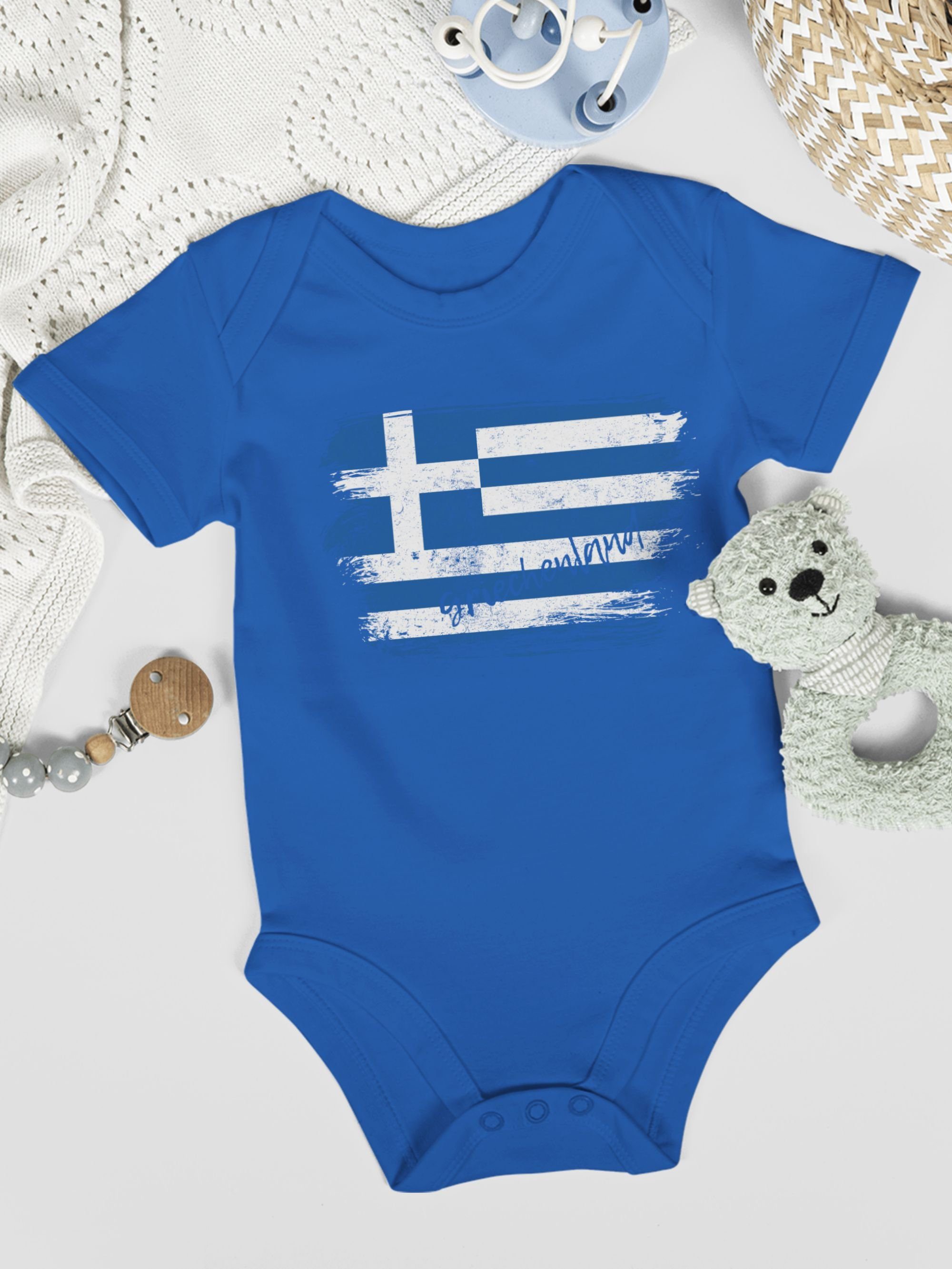 Baby 1 Griechenland Shirtbody Royalblau Wappen Vintage Länder Shirtracer