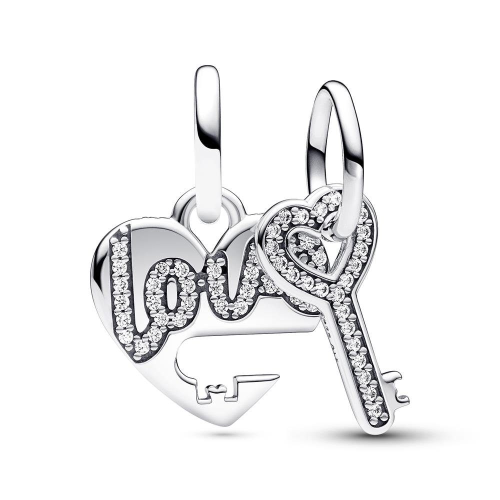 Pandora Charm-Einhänger Zweiteiliger Charm Herz und Schlüssel von PANDORA, 925er Silber