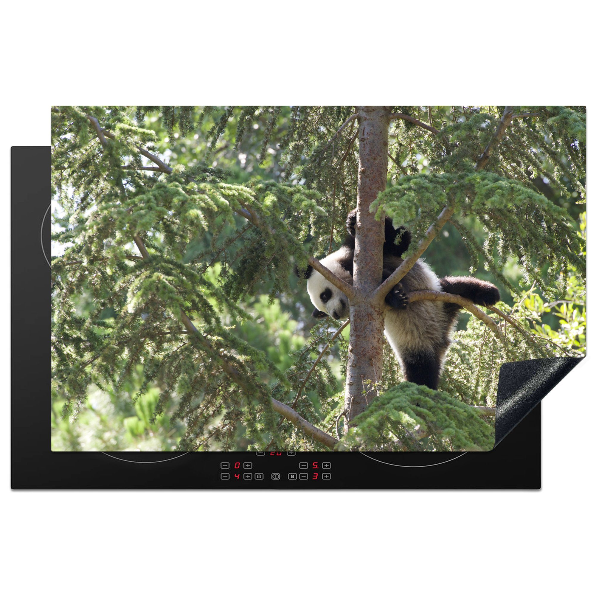 Panda - Ceranfeldabdeckung küche, cm, tlg), Baum Herdblende-/Abdeckplatte 81x52 MuchoWow Vinyl, Blätter, Induktionskochfeld (1 - Schutz für die