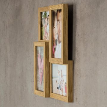 Levandeo® Bilderrahmen Collage, levandeo Bilderrahmen Collage 28x28cm 4 Fotos 10x15 Eiche MDF Holz