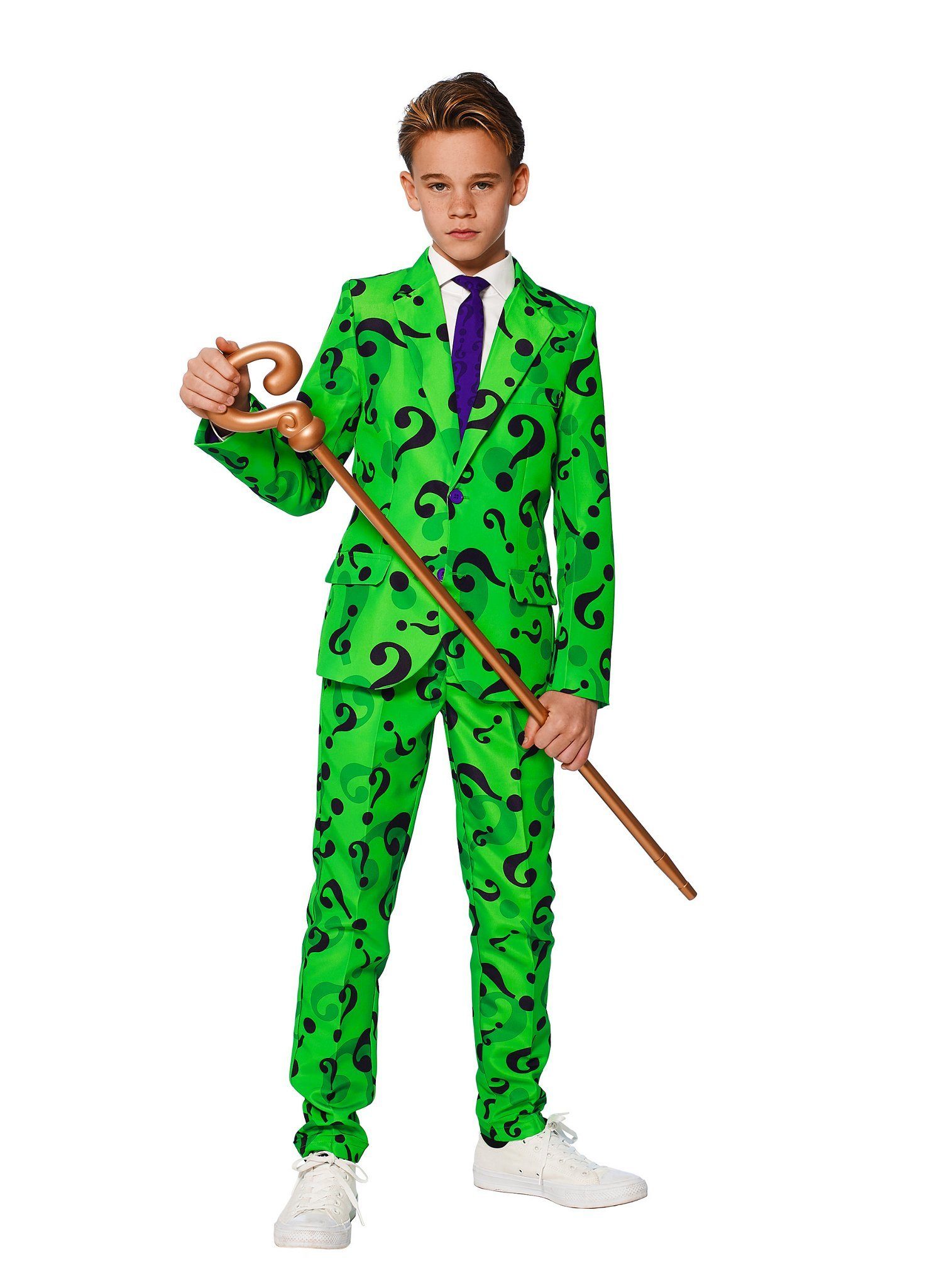 SuitMeister Partyanzug Boys The Riddler - Kostüm Anzug Karneval Halloween, Da bleibt keine Frage offen: cooler Anzug für schräge Schurken