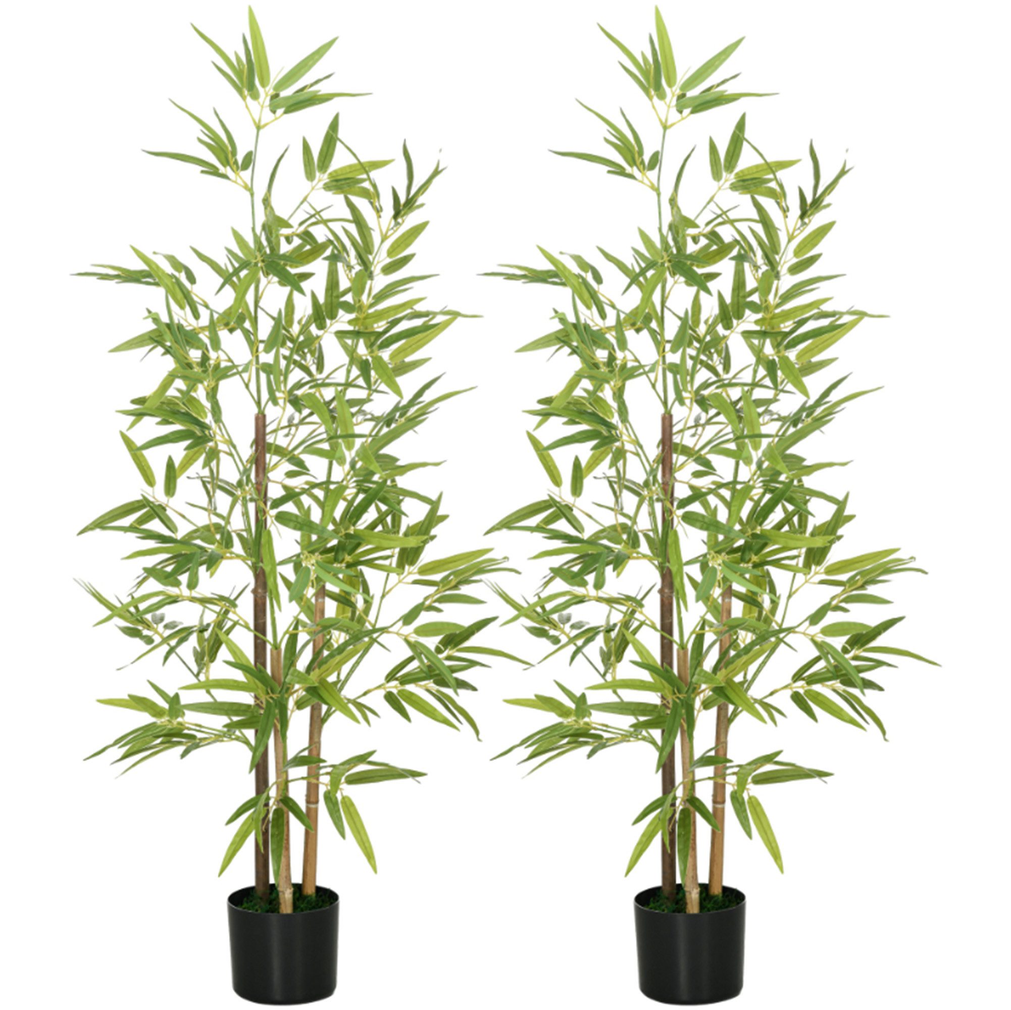 Kunstblumenstrauß Künstliche Bambus, Kunstdpflanze, Künstliche Pflanzen Bambus, Kunstbambus, ibettertec, Wartungsfrei, realistisches Aussehen, stabiler Zementsockel