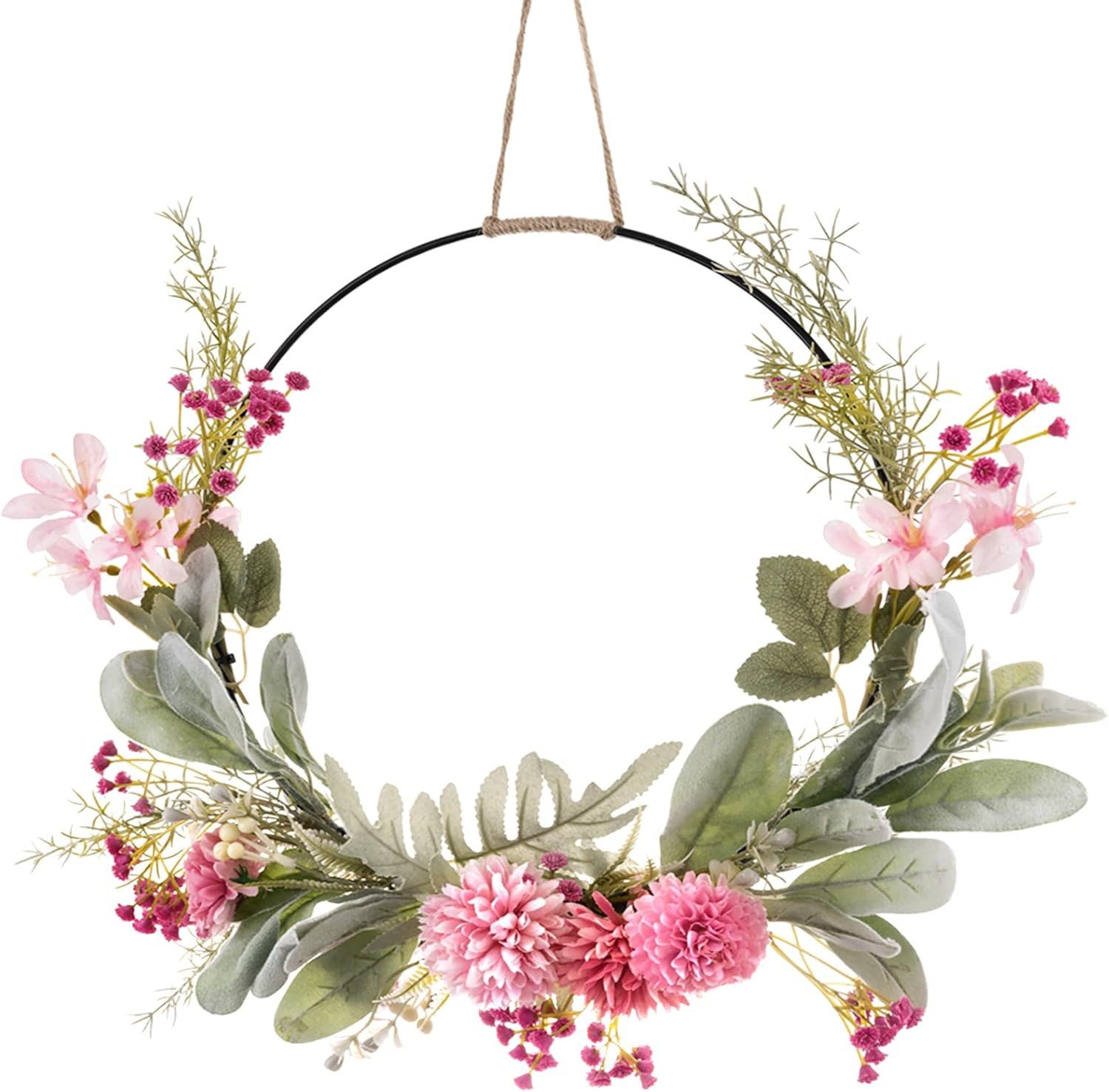 Kunstkranz Türkranz künstliche Blumen Kranz Metall Ring Deko Hochzeit Herbst, FELIXLEO