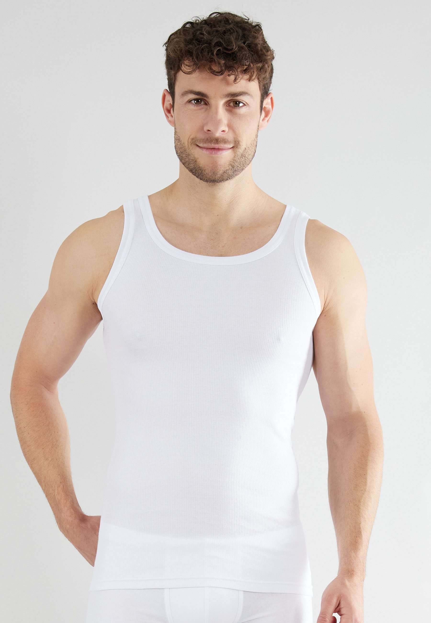 CECEBA Unterhemd CECEBA Herren Tank-Top weiß uni 2er Pack (2-St)