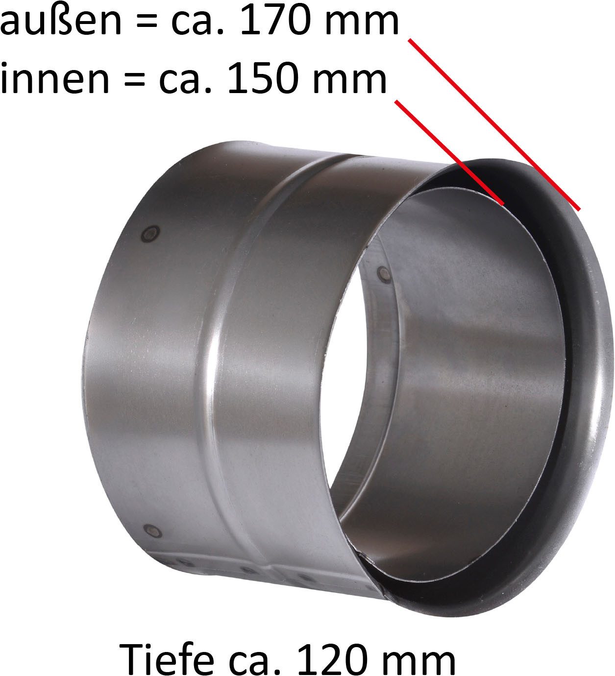 Hanseatic Ofenrohr Rauchrohranschlußset, 150 mm ø, dunkelgrau, (3-tlg), 90 ° – Bild 3 von 4
