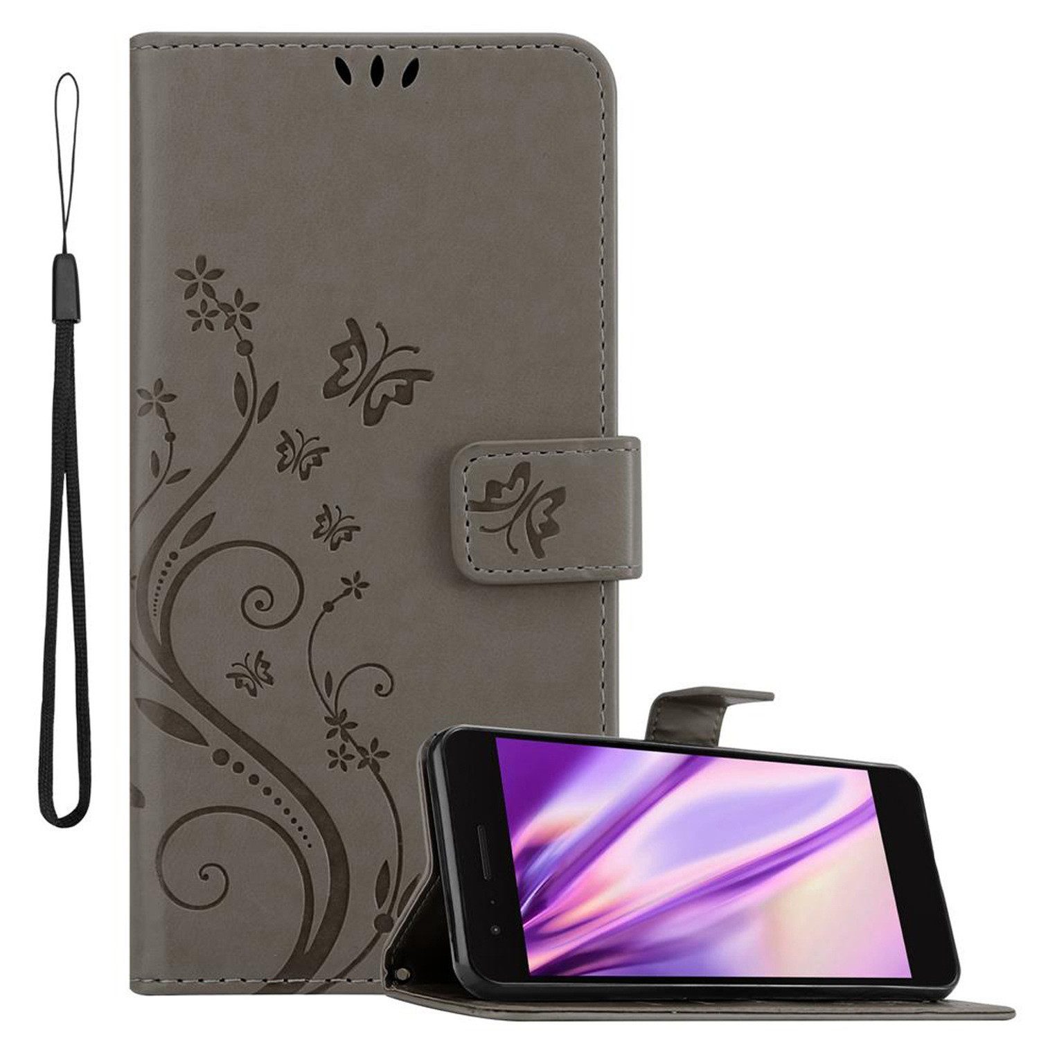 Cadorabo Handyhülle für LG K8 2018 / K9 2018 Hülle LG K8 2018 / K9 2018, Hülle Schutzhülle Blumen Flower mit Standfunktion Kartenfach Magnet