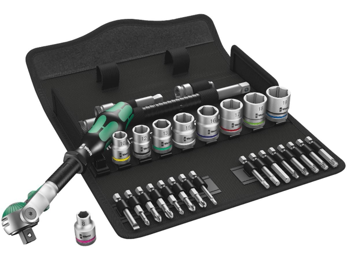 Wera Ratsche 8100 SB 6 Zyklop, 29-teilig, Speed-Knarrensatz, 3/8"-Antrieb, metrisch