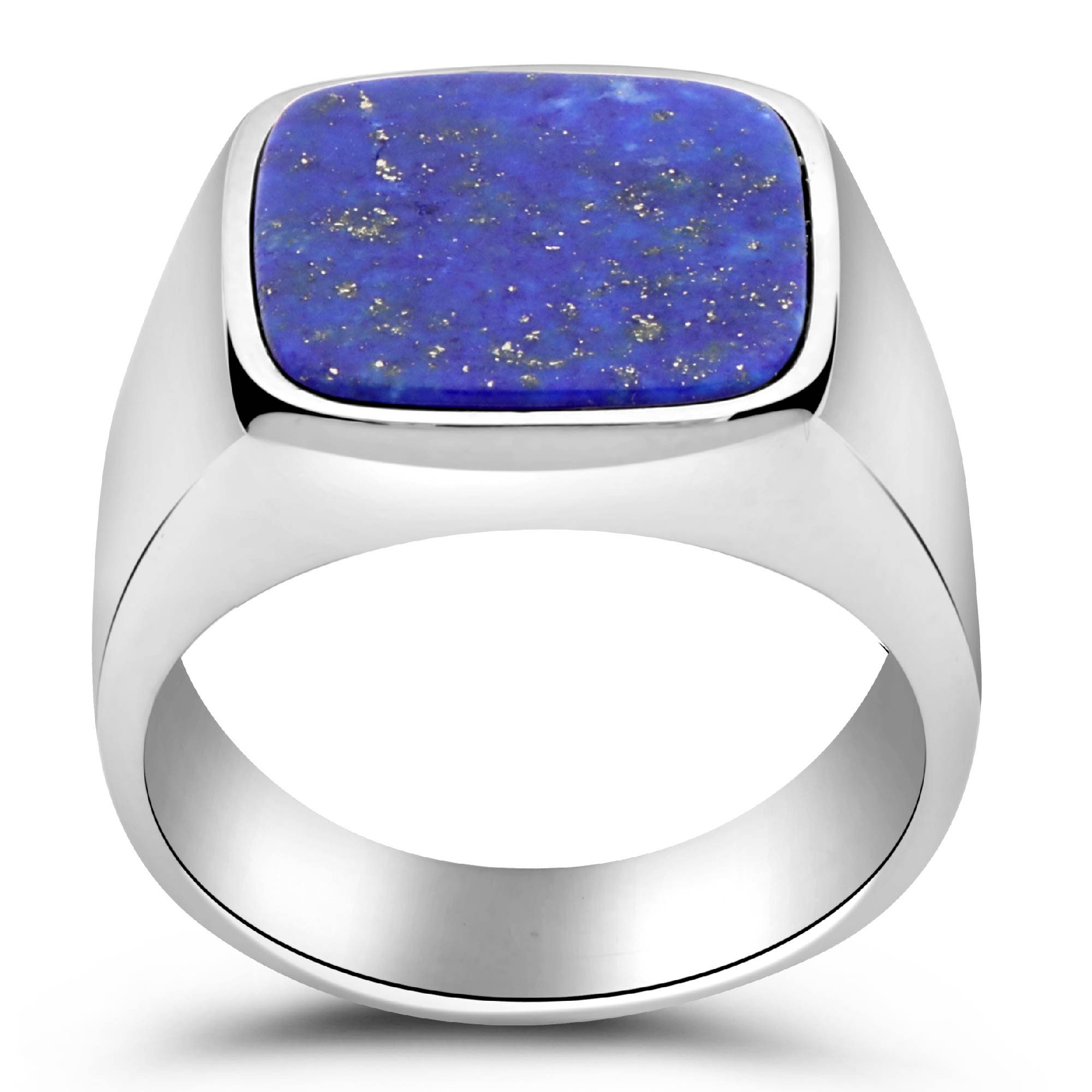 Tony Fein Siegelring Lapislazuli Massiv 925 Sterling Silber Gestempelt Hochglanz, mit Lapislazuli Stein