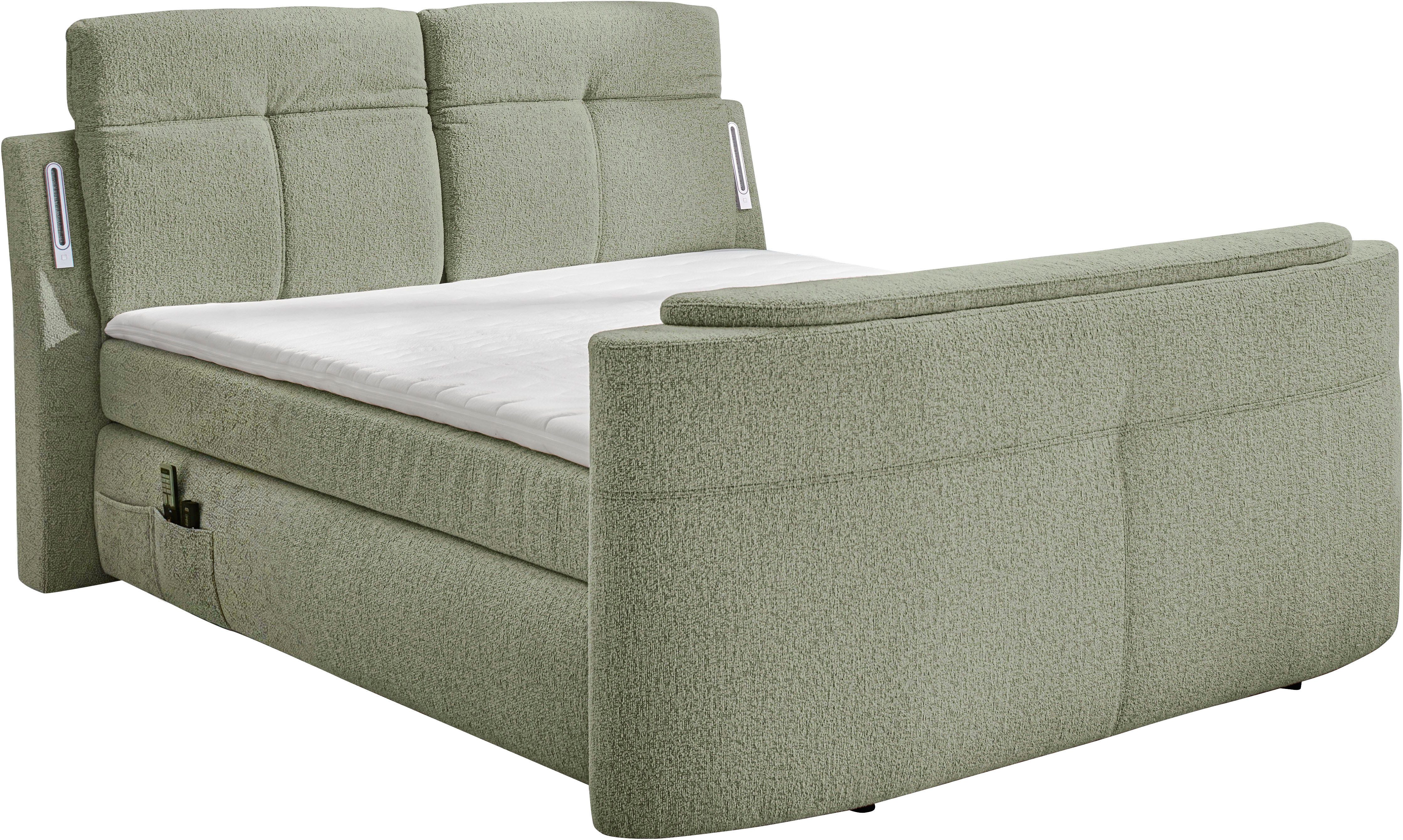 Jockenhöfer Gruppe Boxspringbett Movie Star in der Größe 180x200cm, mit versenkbarem TV-Lift und Fernbedienung, verstellbare Kopfstützen