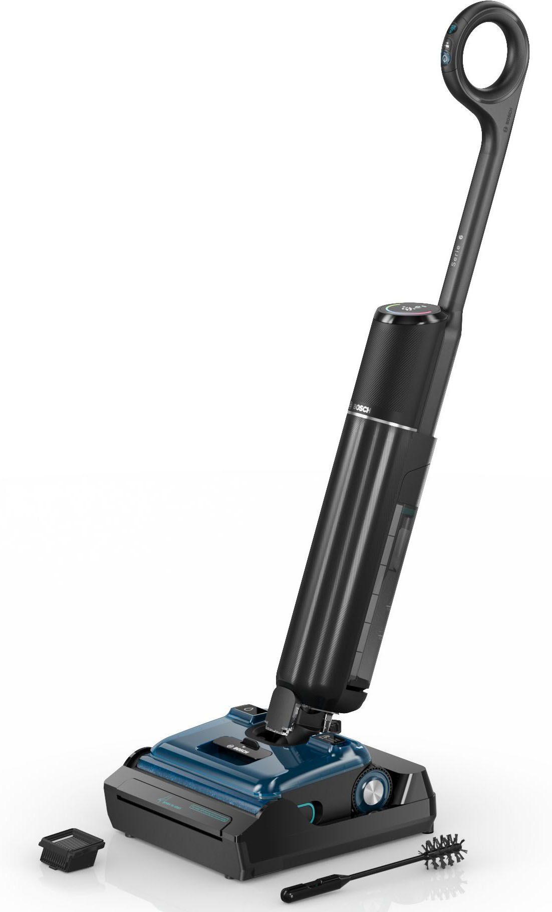 BOSCH Nass-Trocken-Sauger OneFlow Serie 6 BHF61BM/BHF61BS, Selbstantrieb, 24kPA, 180°Neigung, 250 W, beutellos, Anti-Haarverwicklung, LED-Licht, Selbstreinigung, 40 min Akku / 150m²