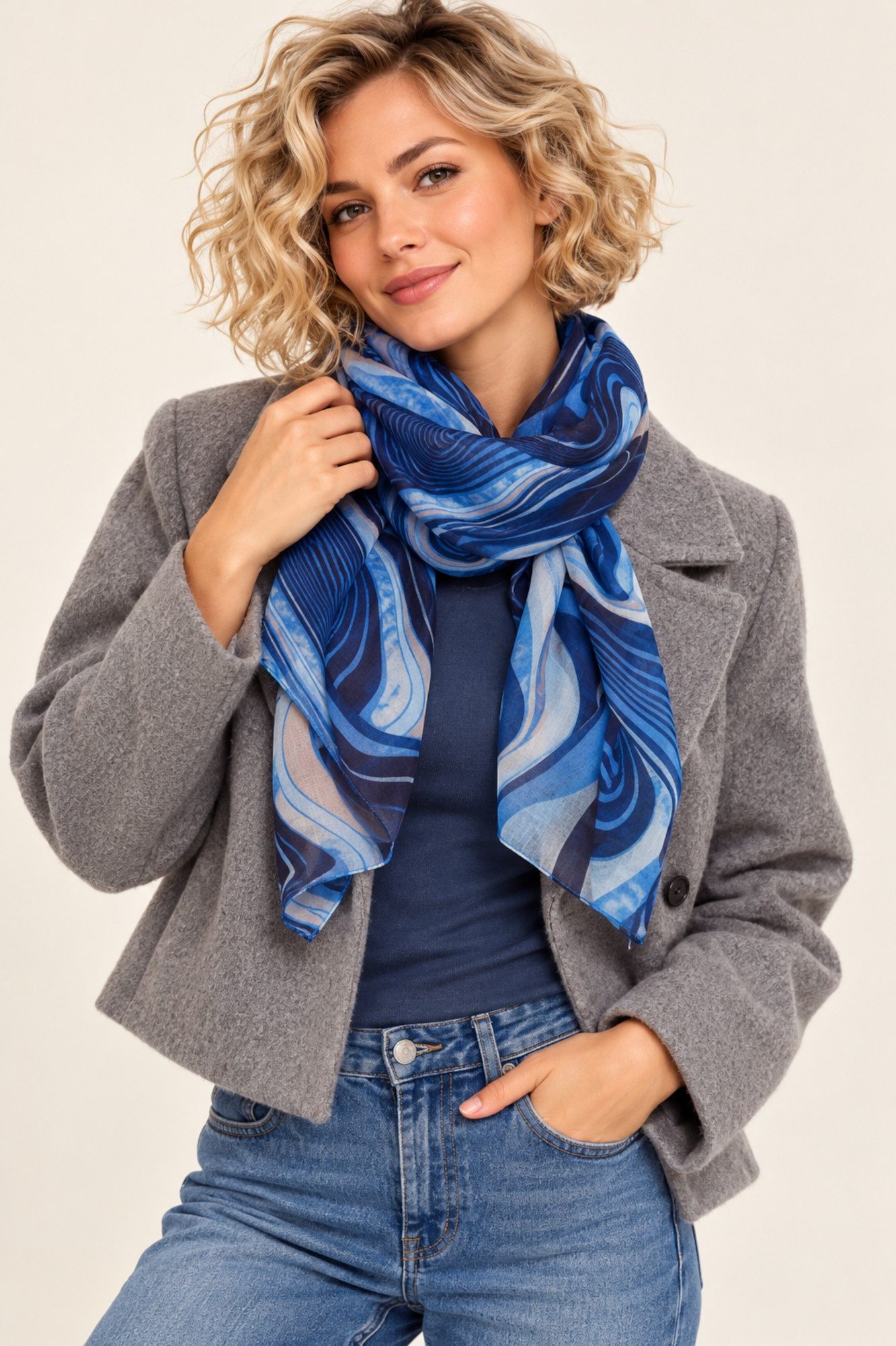 Ella Jonte Modeschal, Burgund oder Blau Retro Design im 70er Stil Trendfarben