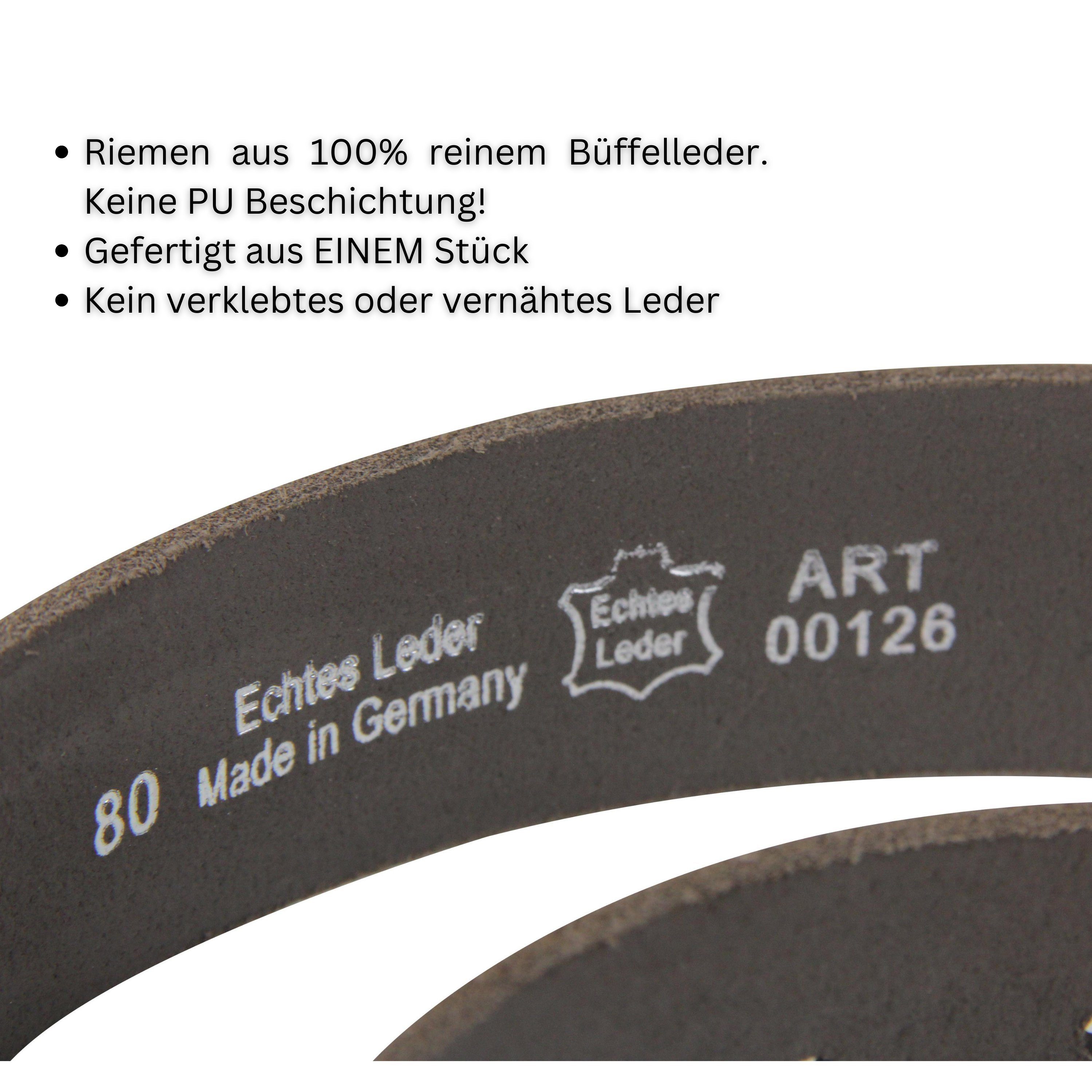 Echtleder, Gürtel aus IN Ledergürtel MADE kürzbar, 3,8 GERMANY Braun Grau cm breiter 100% Frentree aus Leder,