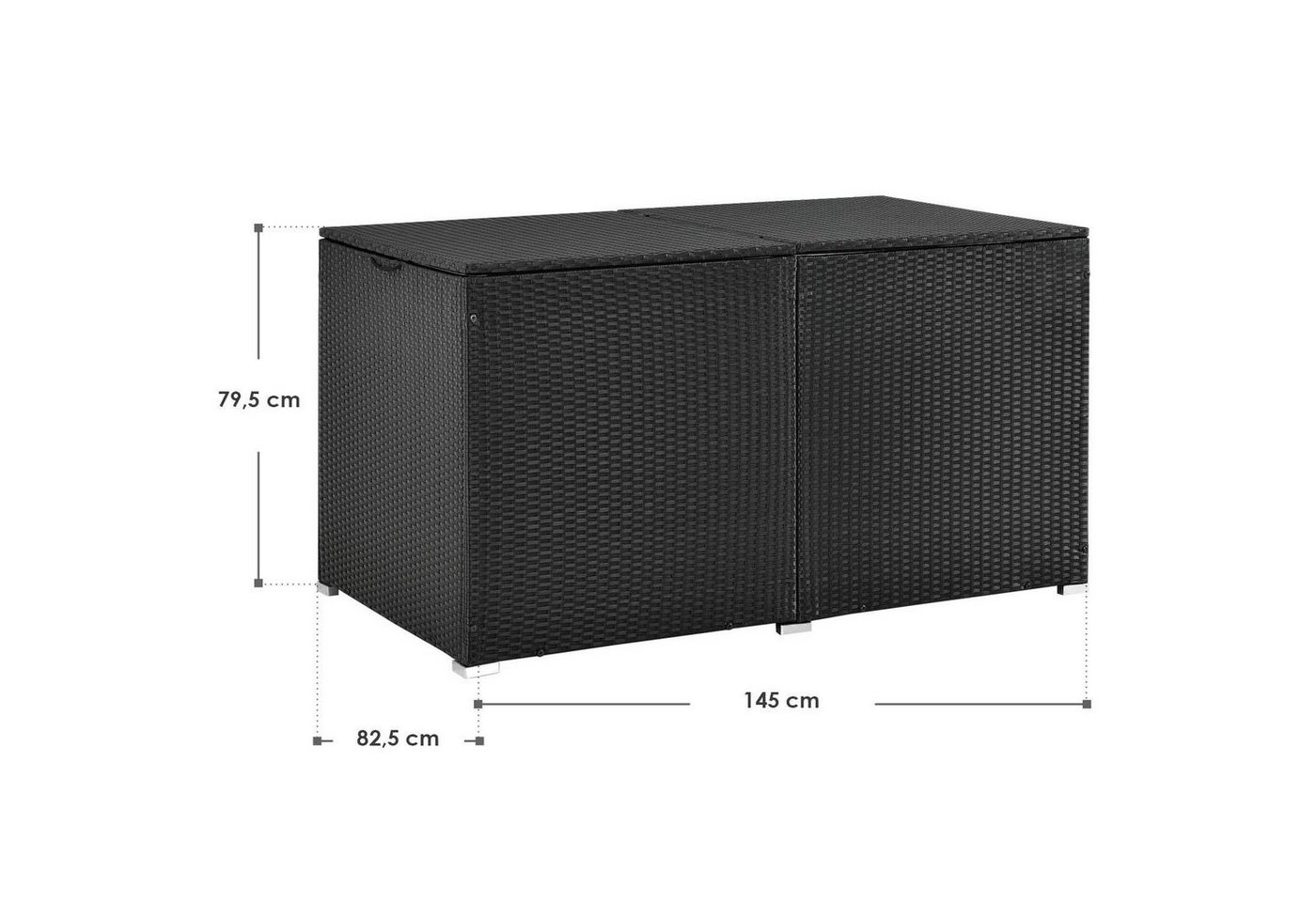 Thumbnail - Juskys Auflagenbox Ikaria, aus Polyrattan, mit Deckel, Hubautomatik und Innenplane