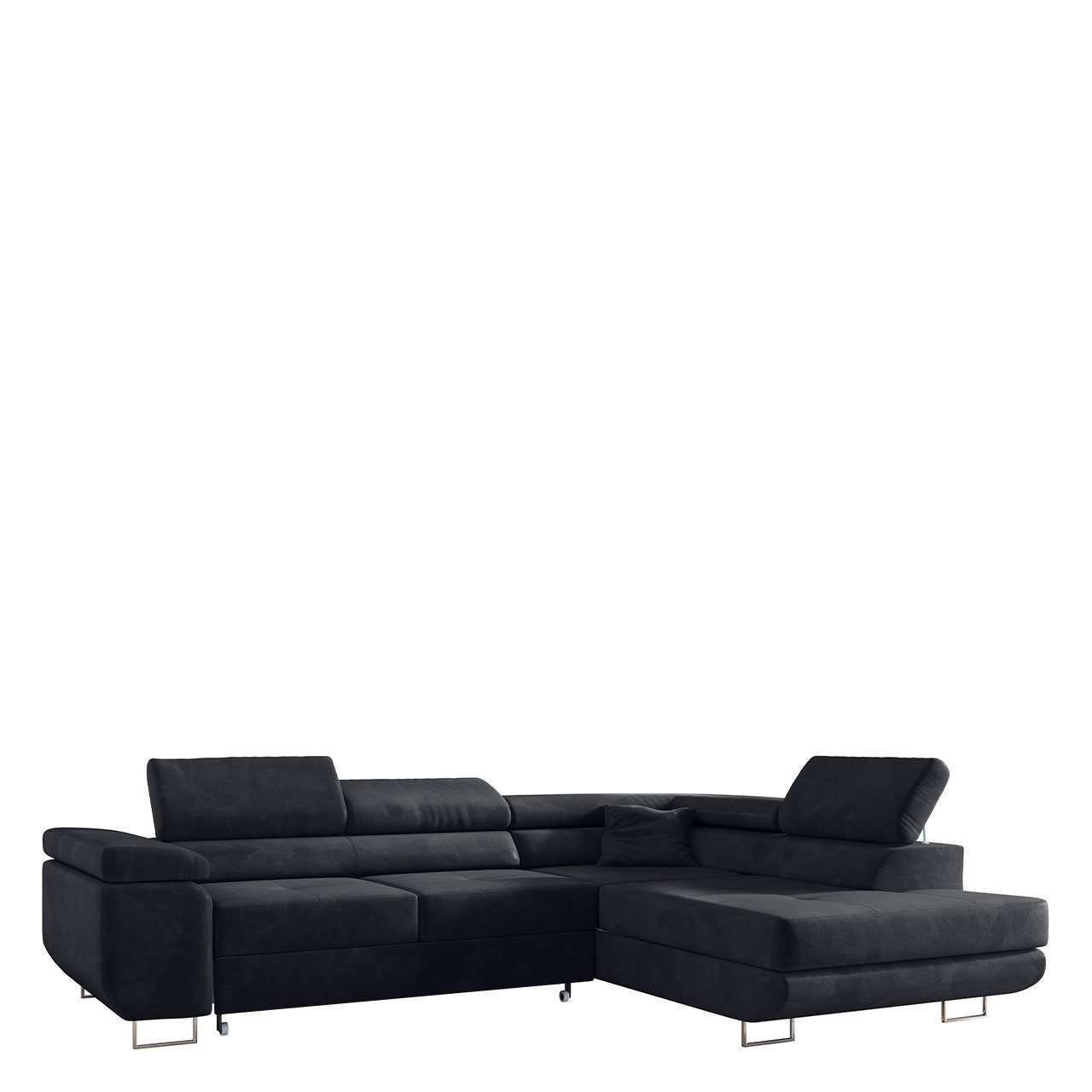 MKS MÖBEL Ecksofa GUSTAW-L, mit Schlaffunktion und Bettkasten, L-Form, Wohnlandschaft Graphit Monolith