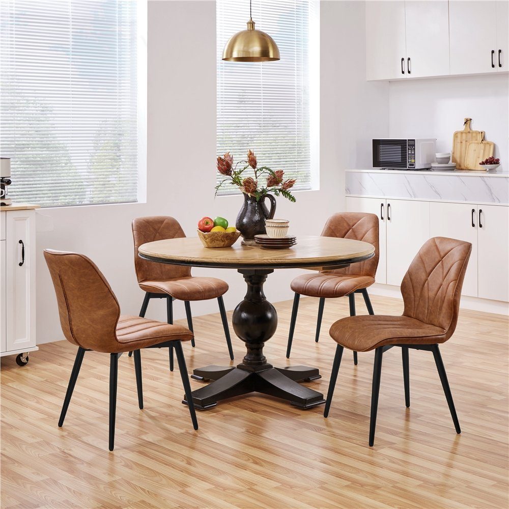 Polsterstuhl braun Esszimmerstühle für Yaheetech Set Küchenstuhl, 2er Küche/Esszimmer