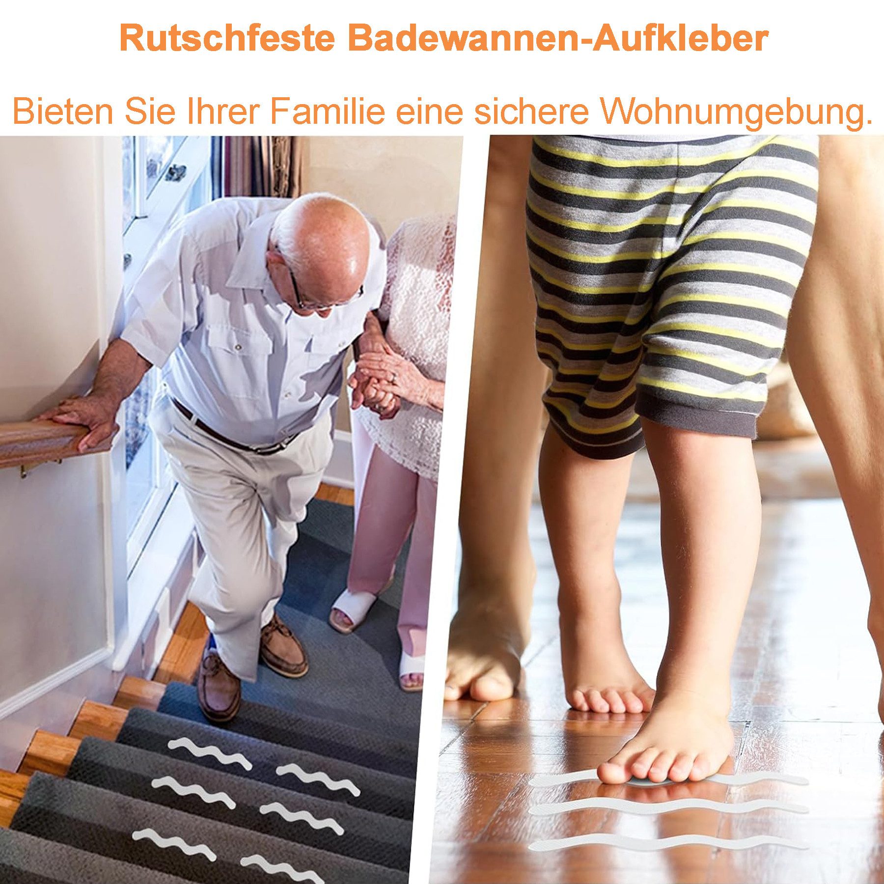 Brave Anti-Slip Stickers for Bathtub & Shower - S-Shaped Non-Slip Pads, 36 Pieces Self-Adhesive Bathtub Stickers - Transparent Shower Mats