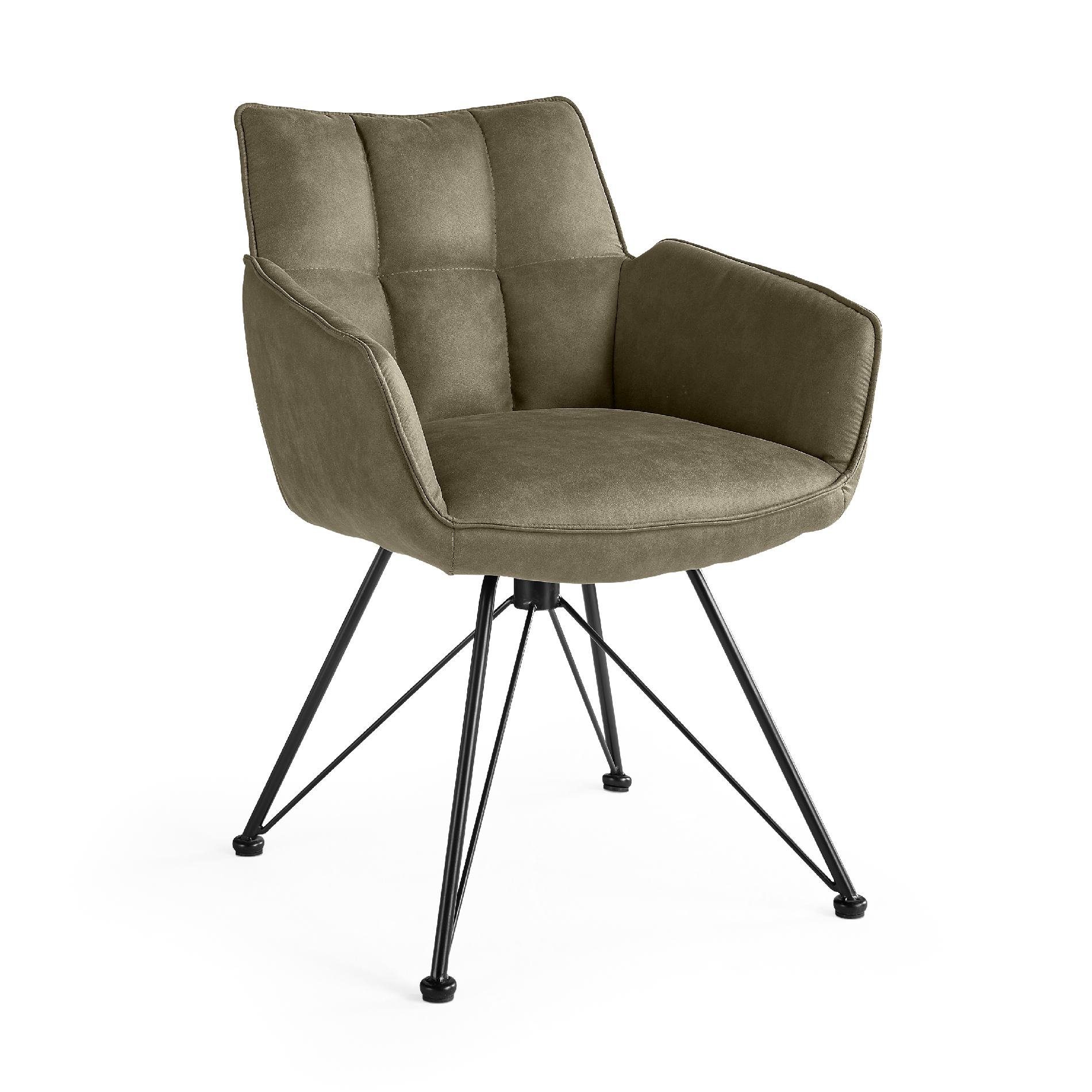 set one by Musterring Schalenstuhl Frisco, Microfaserbezug grau oder taupe, Eisengestelle, Komfortpolsterschale