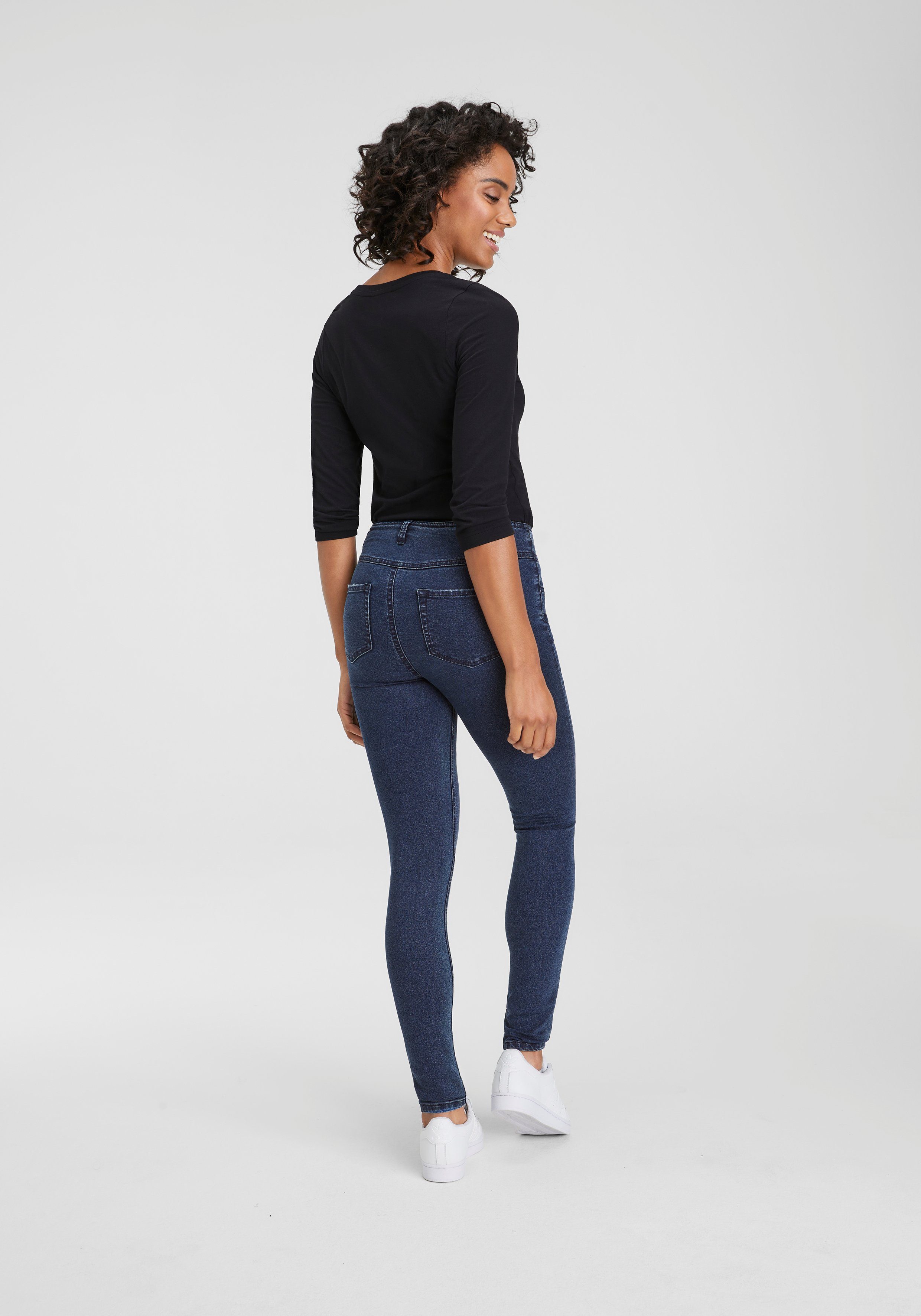 Arizona dark-blue-used Ultra Skinny-fit-Jeans Stretch Waist High